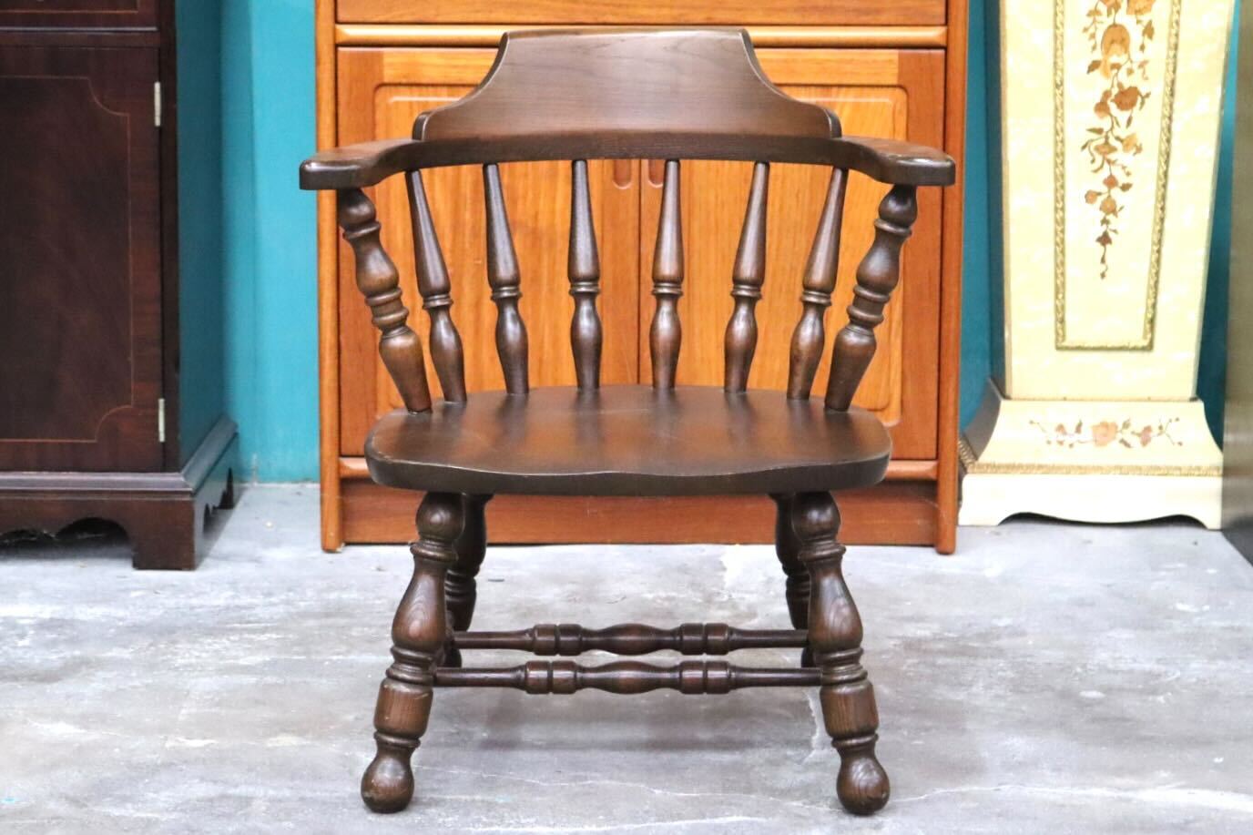 GMIK517D○ウィンザーチェア アームチェア ダイニングチェア ボウバックチェア オーク無垢材 レトロ カントリー 検)太平 飛騨家具 イギリス