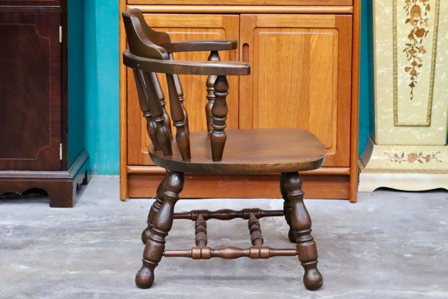 GMIK517D○ウィンザーチェア アームチェア ダイニングチェア ボウバックチェア オーク無垢材 レトロ カントリー 検)太平 飛騨家具 イギリス