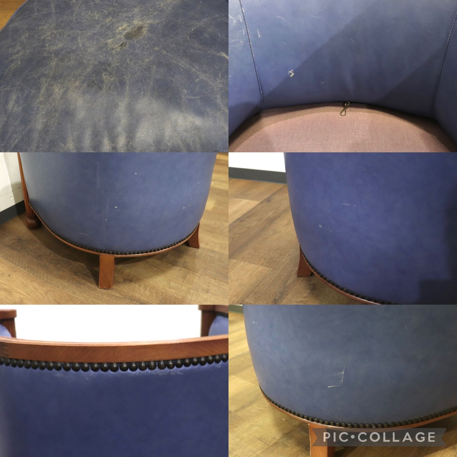 GMHN276B○西洋 フランス アンティーク 1人掛けソファ シングルソファ アームチェア 本革 鋲打ち ヨーロピアン クラシック ヴィンテージ