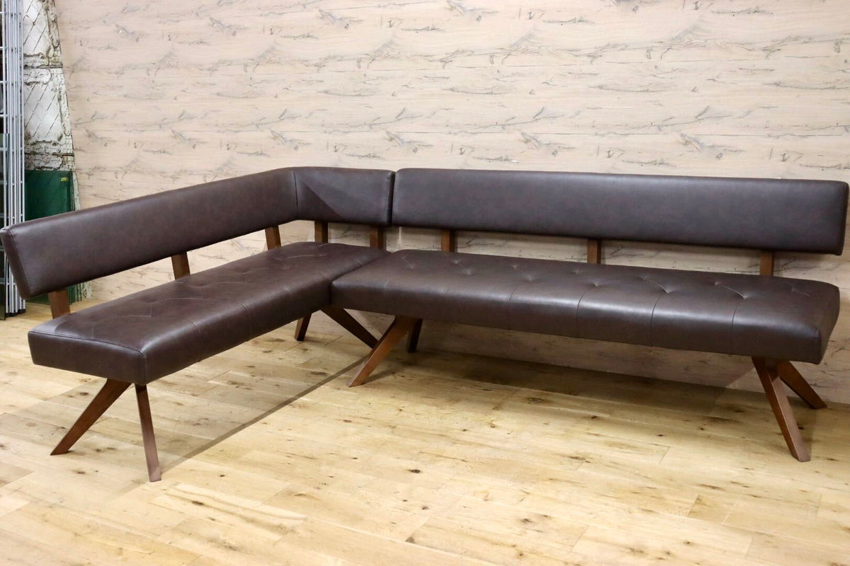 GMJH388◯SHIGIYAMA / シギヤマ家具 REBEL レブル リビングダイニングベンチ カウチソファ コーナーソファ 合皮 定価約19.3万 展示品