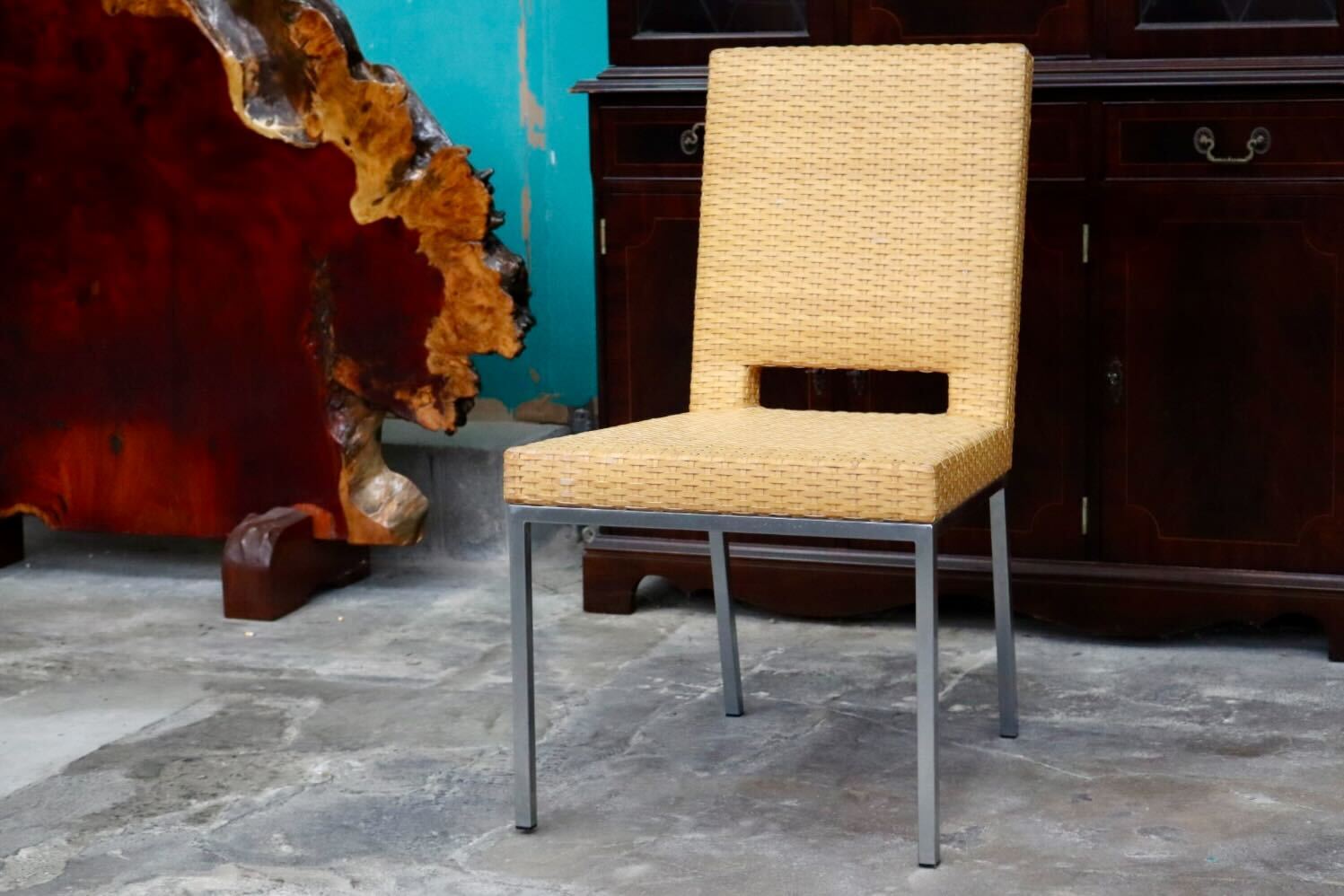 GMIK490B○HUKLA / 日本フクラ ヴァンテ VENTER ダイニングチェア アームレスチェア 椅子 レザー 水牛革編み モダン 国産家具