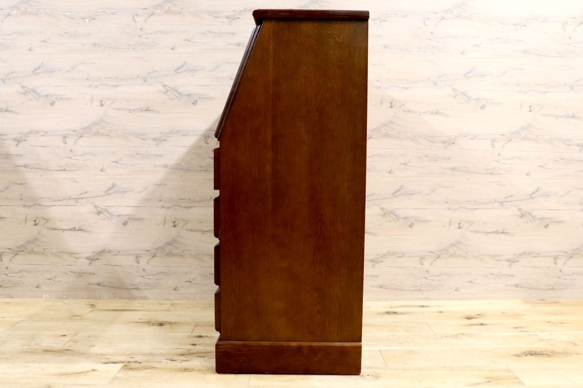 GMIS369○越後民芸家具 ライティングビューロー ライティングデスク 書斎机 学習机 アンティーク 楢材 レトロ 古民家