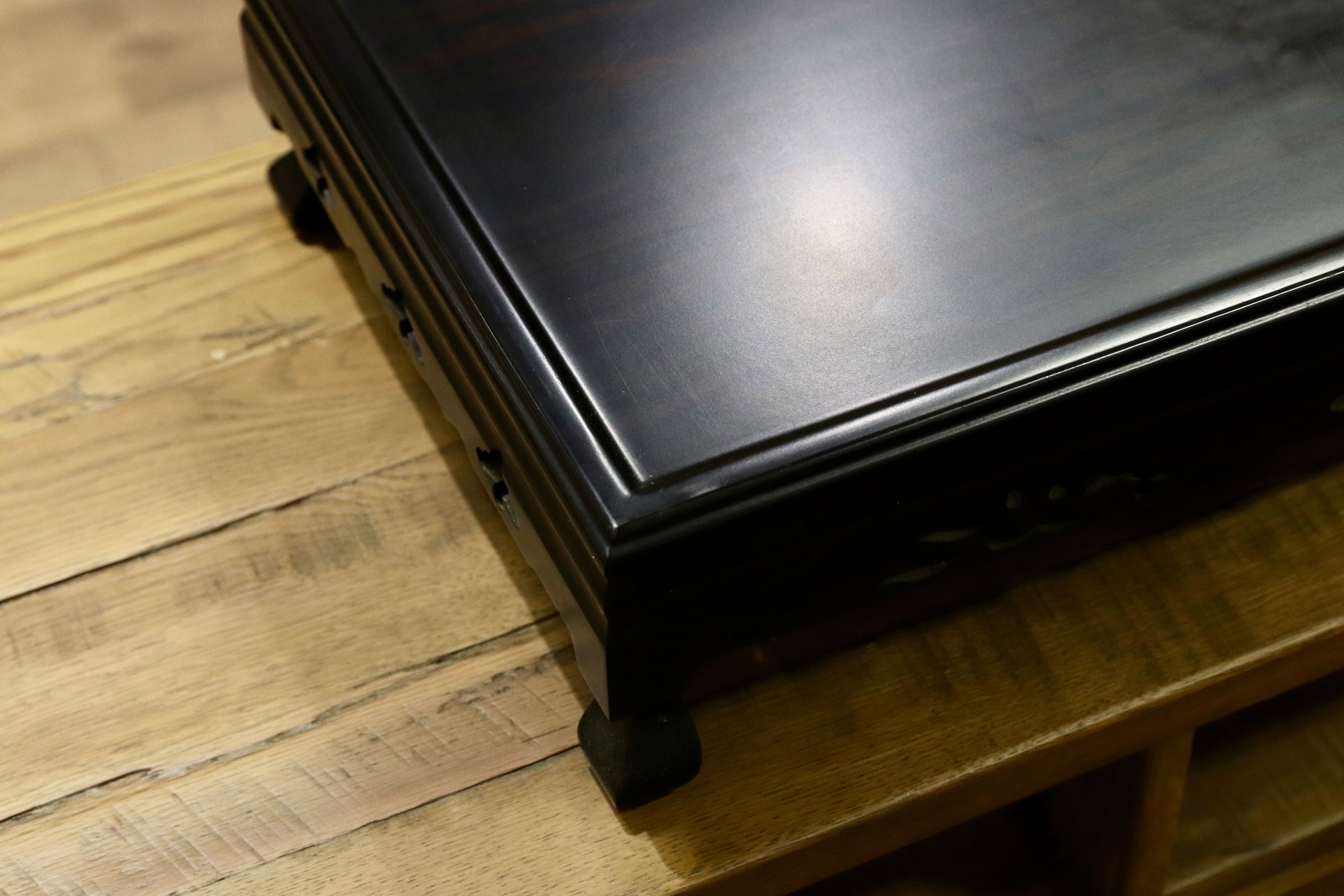 GMIS178○黒檀 置床 花台 飾り台 和家具 和モダン レトロ 和製アンティーク 古道具 盆栽台