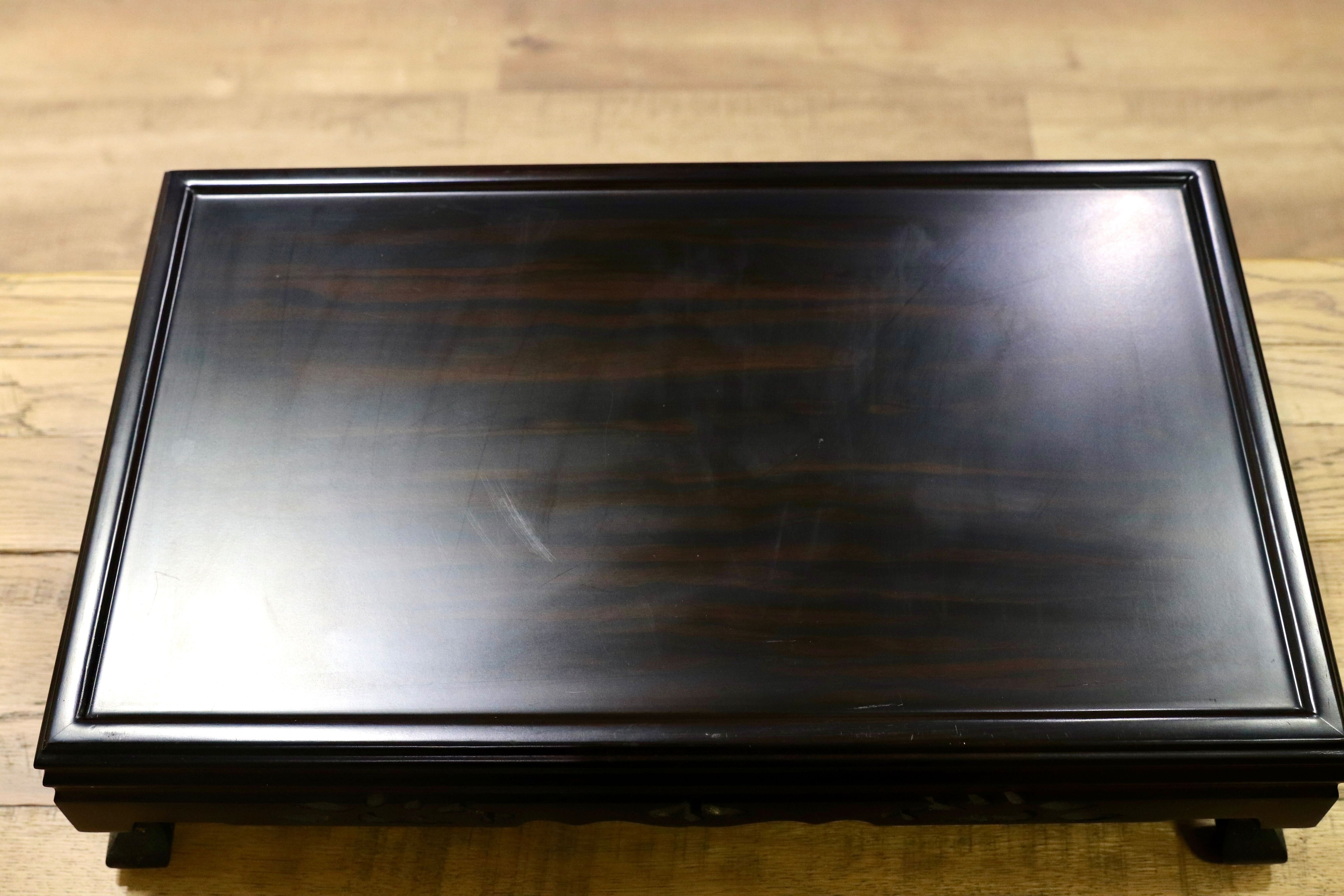 GMIS178○黒檀 置床 花台 飾り台 和家具 和モダン レトロ 和製アンティーク 古道具 盆栽台