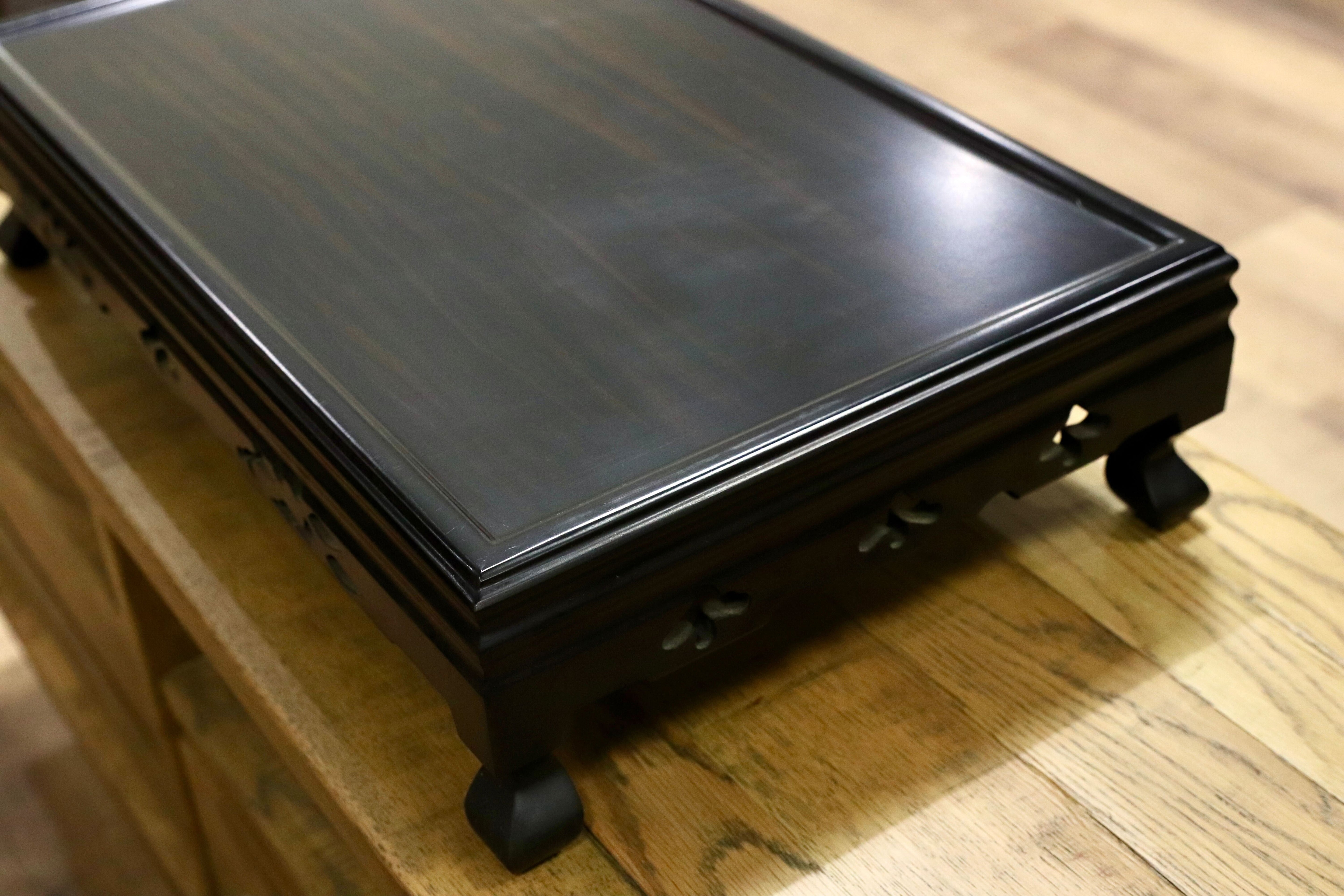 GMIS178○黒檀 置床 花台 飾り台 和家具 和モダン レトロ 和製アンティーク 古道具 盆栽台