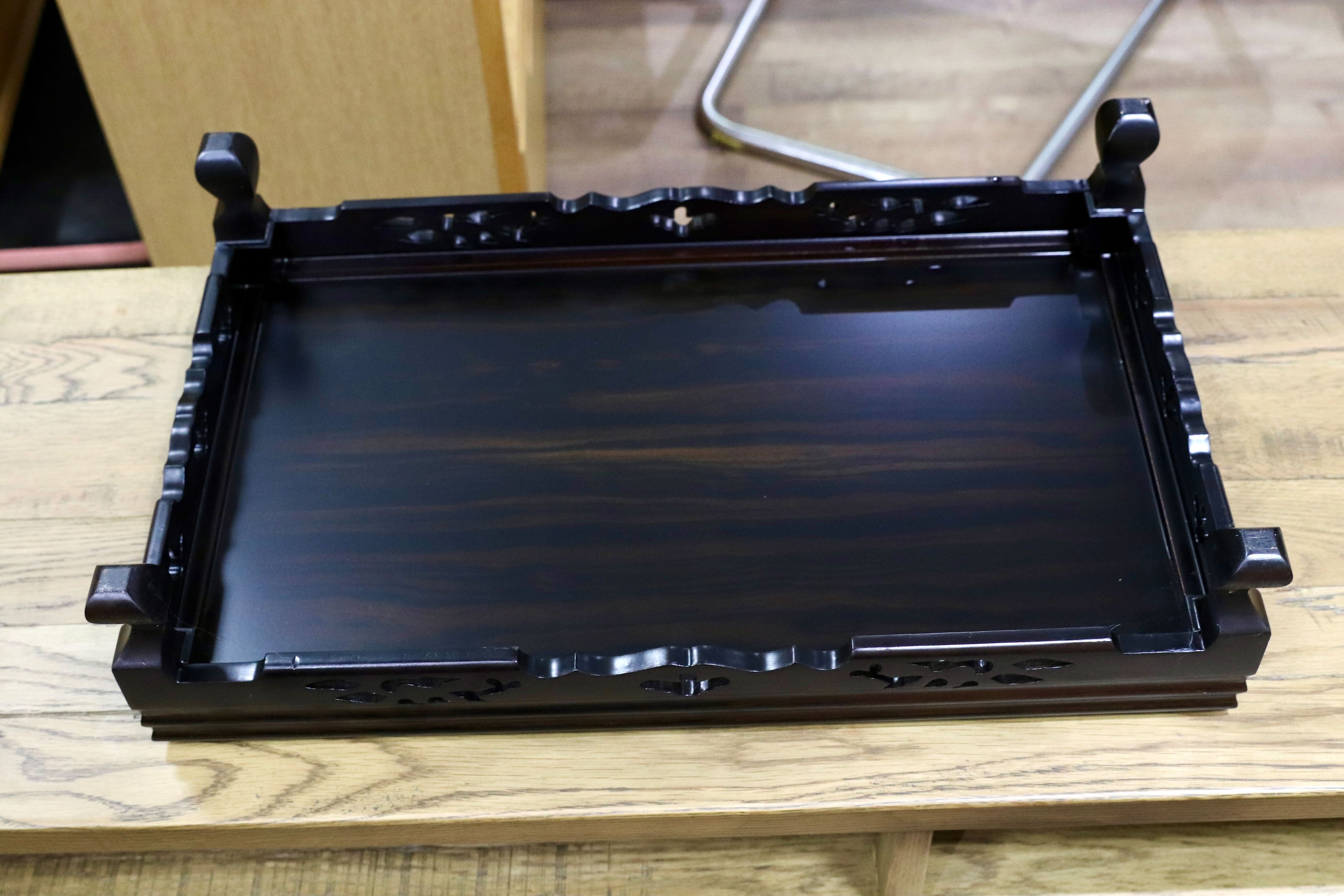 GMIS178○黒檀 置床 花台 飾り台 和家具 和モダン レトロ 和製アンティーク 古道具 盆栽台