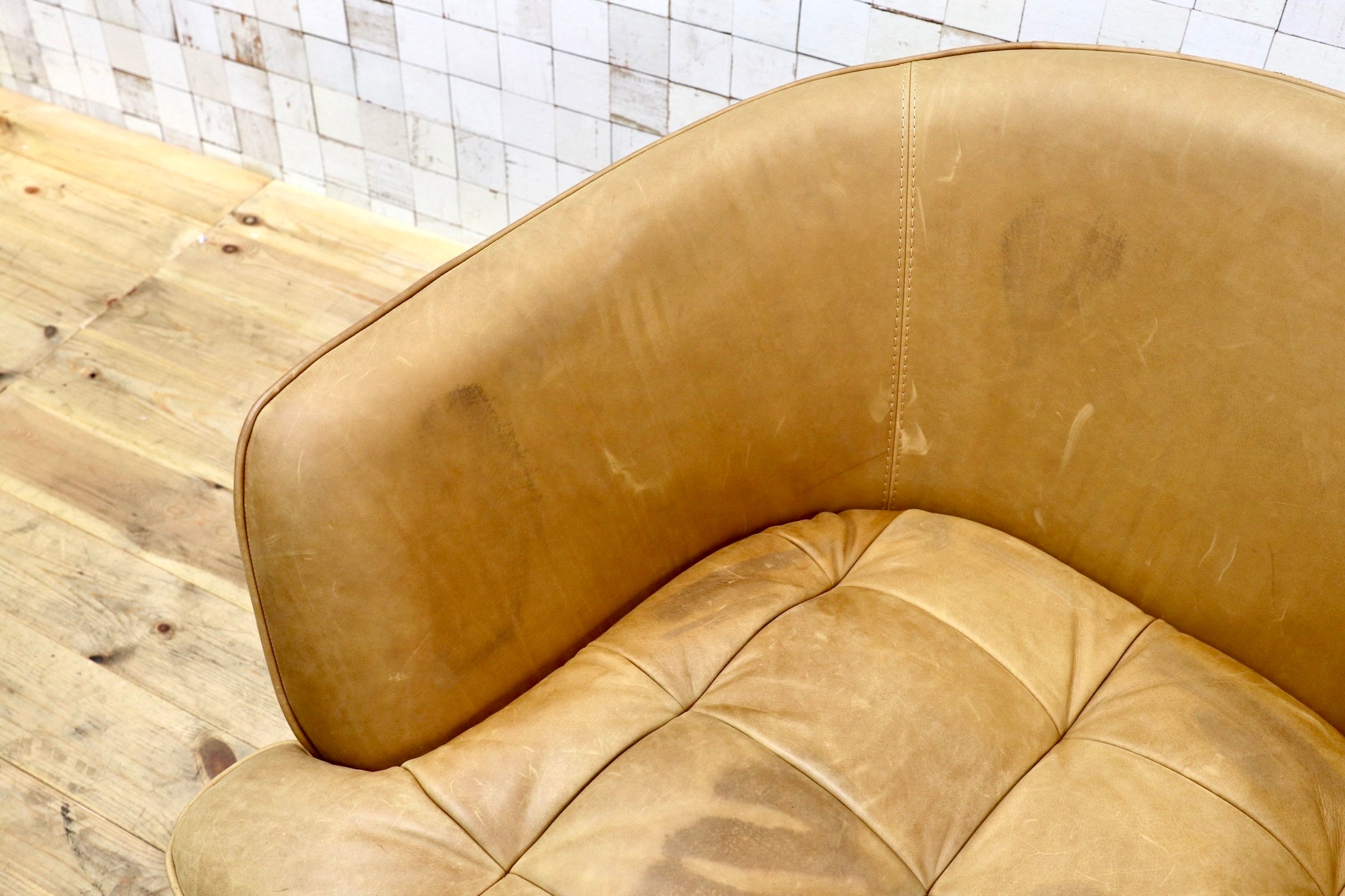 GMJK290〇tabu Leather Works / タブレザーワークス OPIUM オピアム 1人掛けソファ オイルレザー 総本革 クラブソファ ヴィンテージ