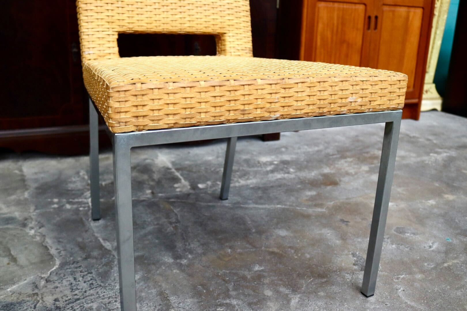 GMIK490C○HUKLA / 日本フクラ ヴァンテ VENTER ダイニングチェア アームレスチェア 椅子 レザー 水牛革編み モダン 国産家具