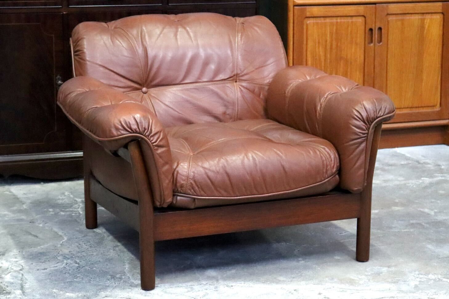 GMIH223C○maruni / マルニ Madison 1人掛けソファ シングルソファ 本革 ブラウン 北欧スタイル ヴィンテージ オールドマルニ 希少