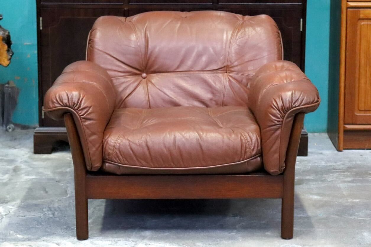 GMIH223C○maruni / マルニ Madison 1人掛けソファ シングルソファ 本革 ブラウン 北欧スタイル ヴィンテージ オールドマルニ 希少