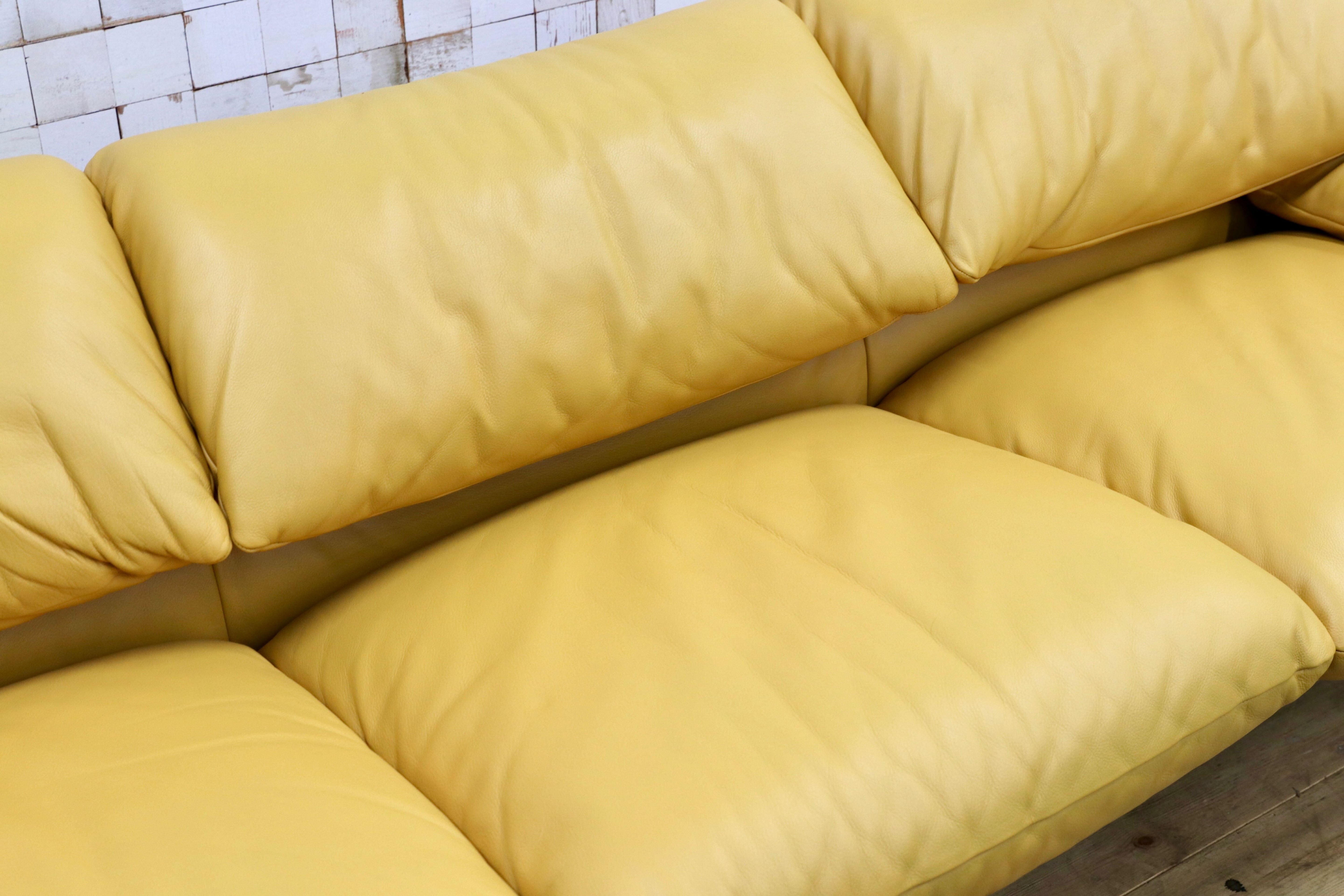 GMIK889○Cassina / カッシーナ MARALUNGA マラルンガ 3人掛けソファ トリプルソファ マスタードイエロー ヴィコ マジストレッティ 約262万
