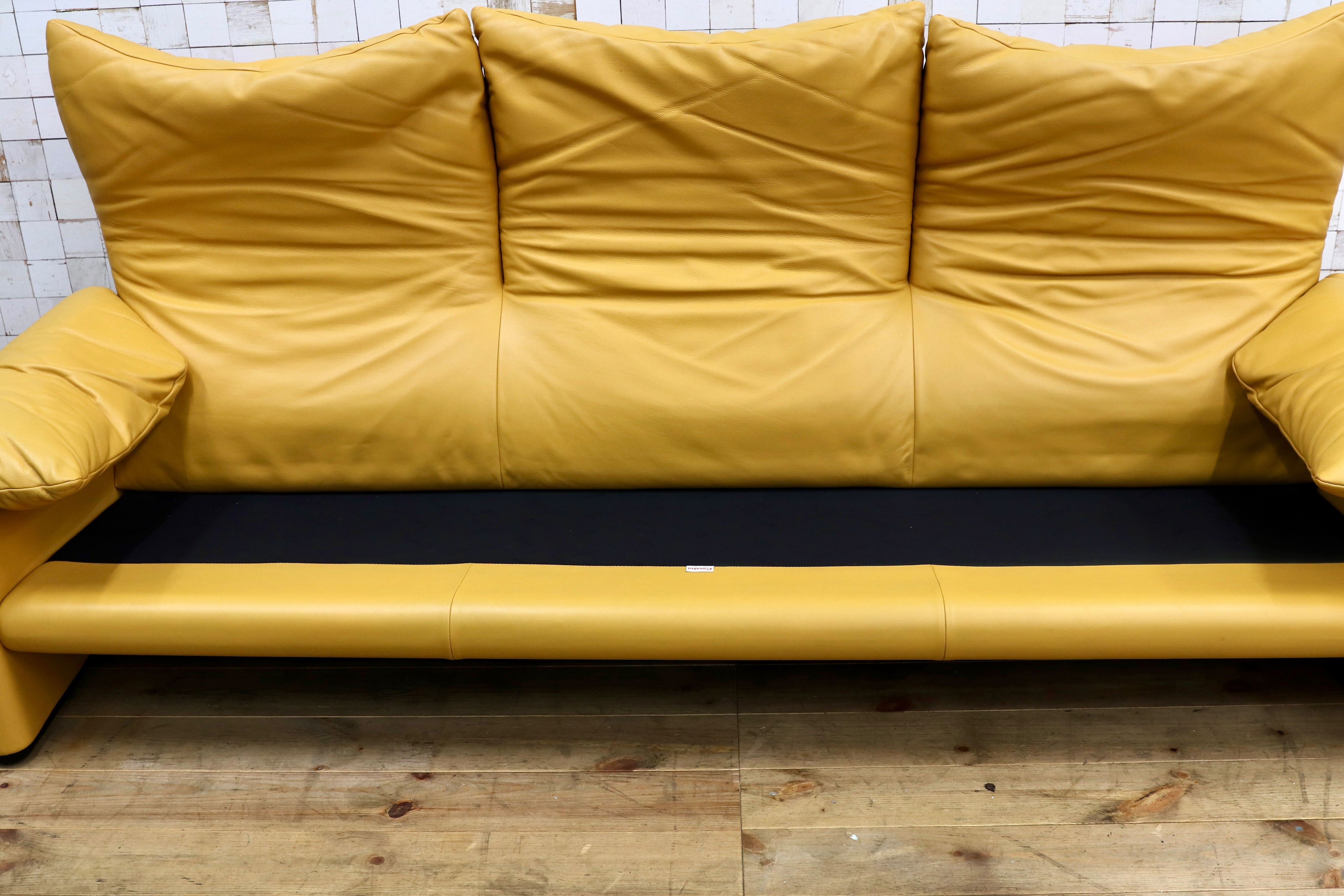 GMIK889○Cassina / カッシーナ MARALUNGA マラルンガ 3人掛けソファ トリプルソファ マスタードイエロー ヴィコ マジストレッティ 約262万