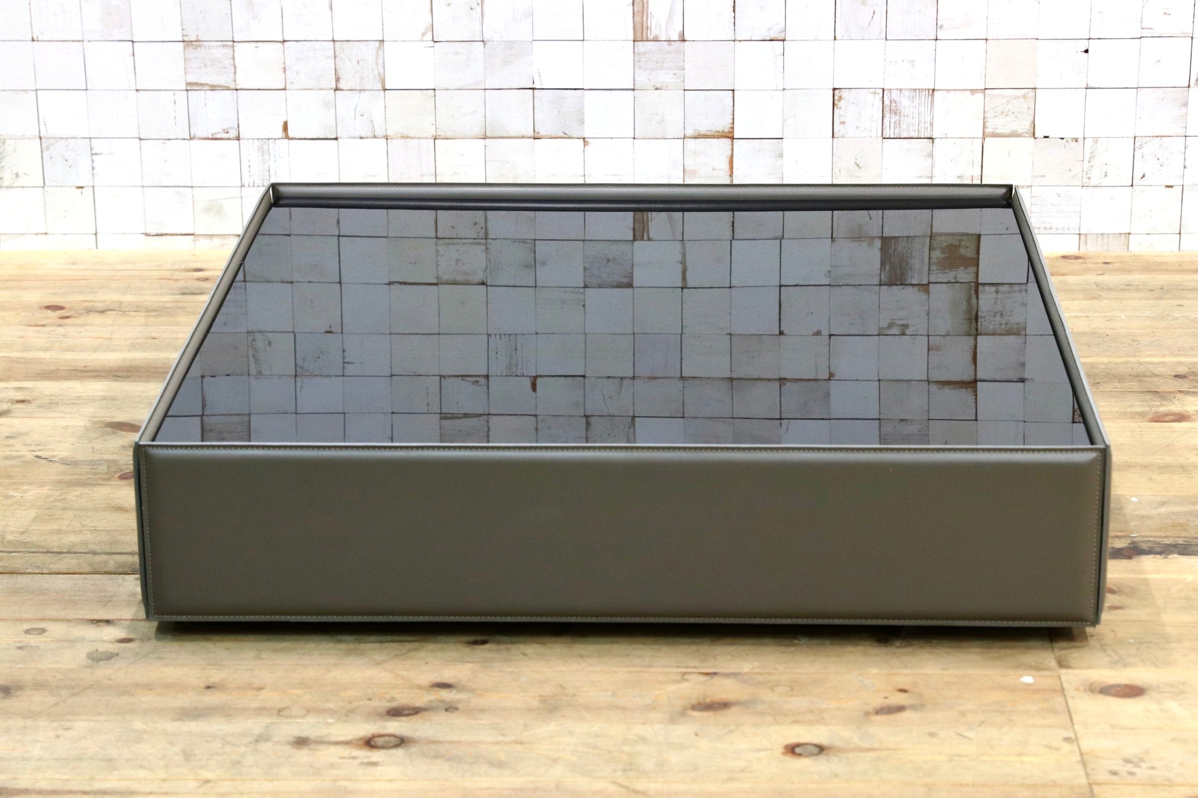 GMJK291○Minotti / ミノッティ SIDE コーヒーテーブル リビングテーブル ロドルフォ・ドルドーニ サドルレザー イタリア製 定価約130万