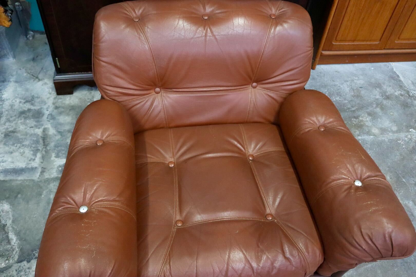 GMIH223E○maruni / マルニ Madison 1人掛けソファ シングルソファ 本革 ブラウン 北欧スタイル ヴィンテージ オールドマルニ 希少