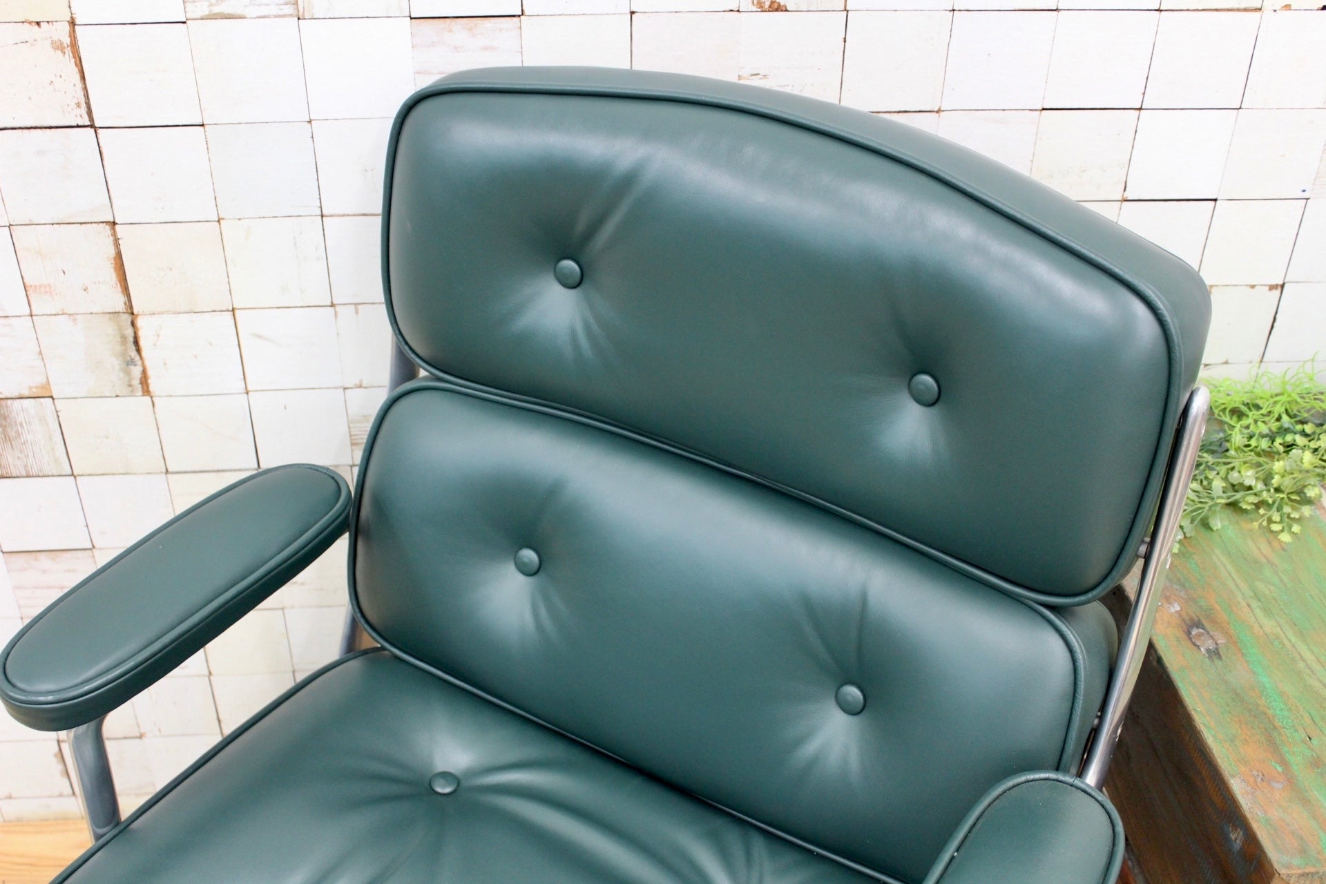 GMJO87L○Herman Miller / ハーマンミラー イームズ エグゼクティブチェア タイムライフチェア 本革 グリーン チャールズ＆レイ 定価約95万
