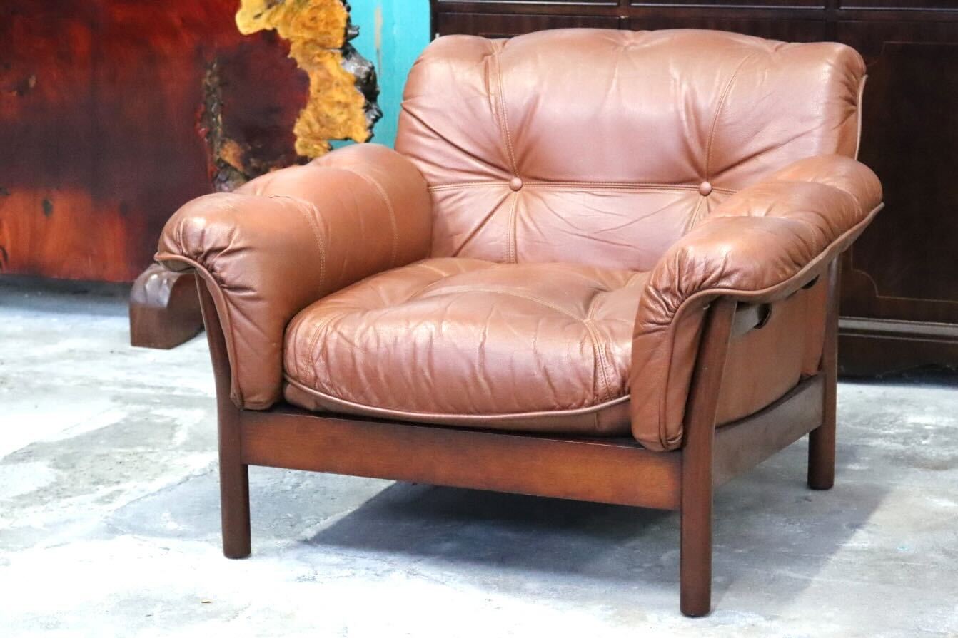 GMIH223G○maruni / マルニ Madison 1人掛けソファ シングルソファ 本革 ブラウン 北欧スタイル ヴィンテージ オールドマルニ 希少