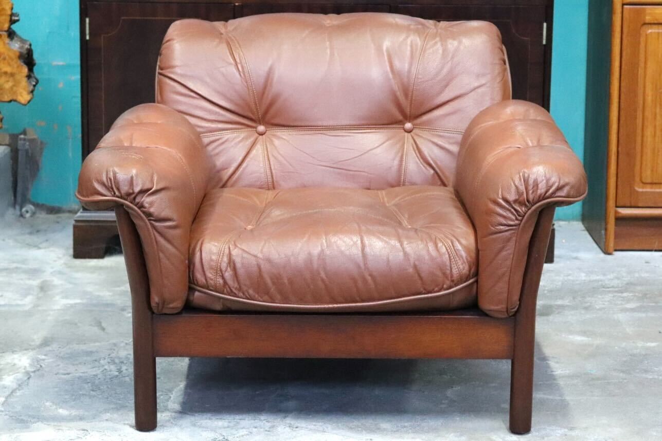 GMIH223G○maruni / マルニ Madison 1人掛けソファ シングルソファ 本革 ブラウン 北欧スタイル ヴィンテージ オールドマルニ 希少