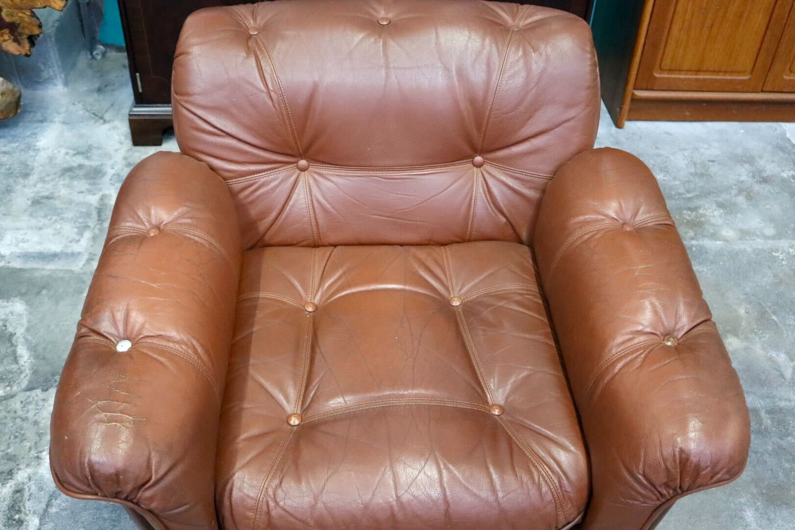 GMIH223G○maruni / マルニ Madison 1人掛けソファ シングルソファ 本革 ブラウン 北欧スタイル ヴィンテージ オールドマルニ 希少