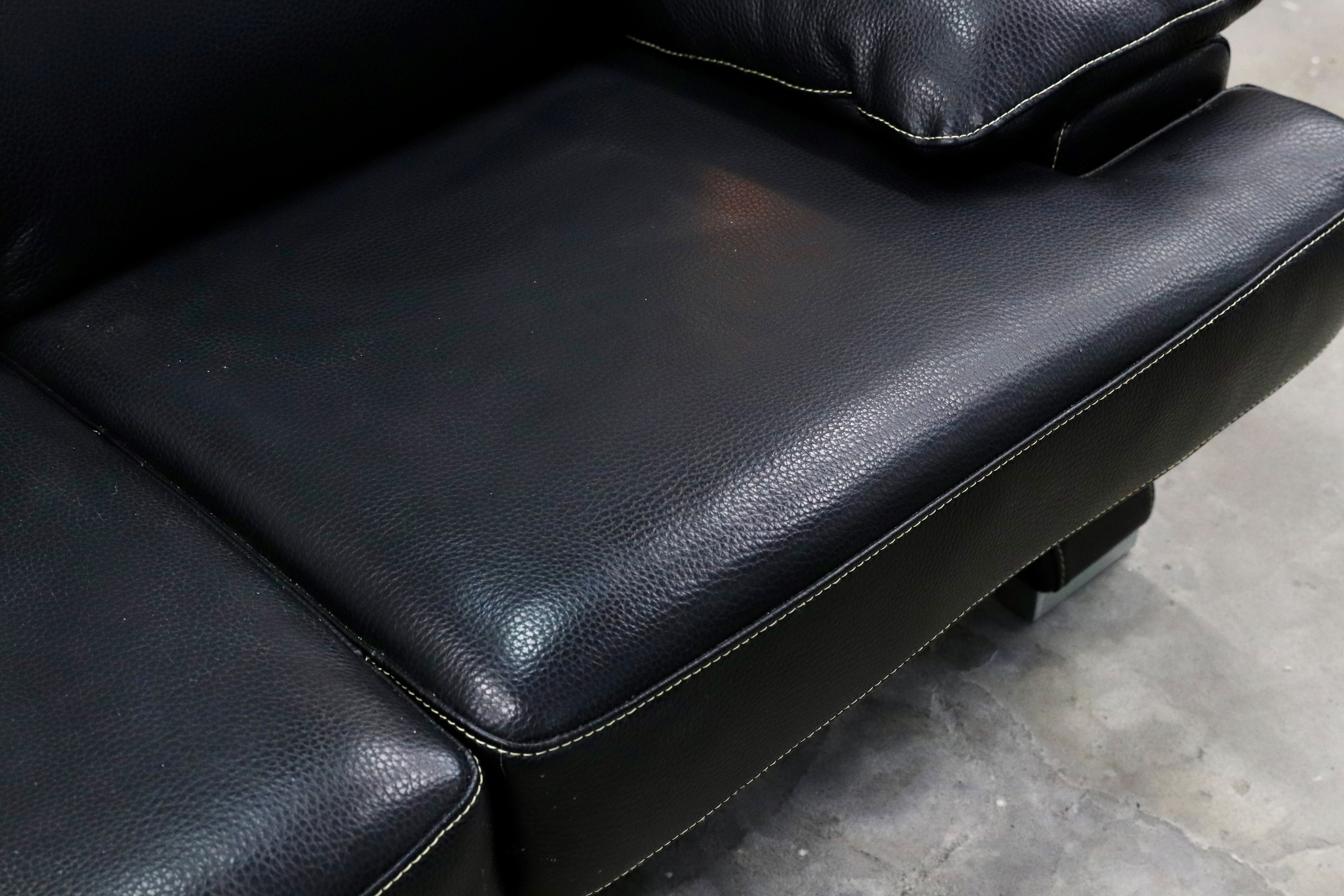 GMIK426○IDC大塚家具 L/S LUXE-01 リュクス 4人掛けソファ 長椅子 ブラック 厚革 本革 レザー スタイリッシュモダン 約90万