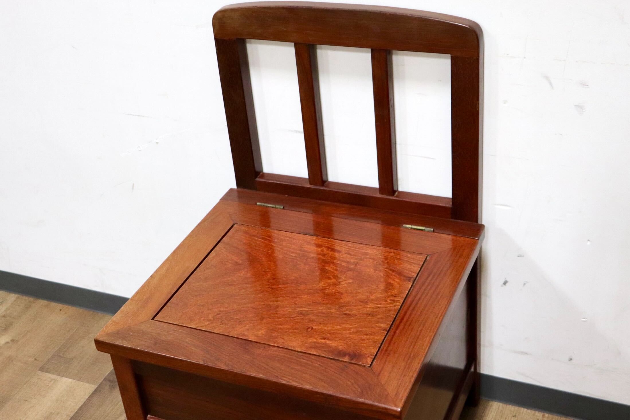 GMHH266B○唐木 花梨 無垢材 ダイニングチェア 囲炉裏チェア 食卓椅子 和家具 収納付き 炉端 和モダン 漆塗り レトロ アンティーク 希少