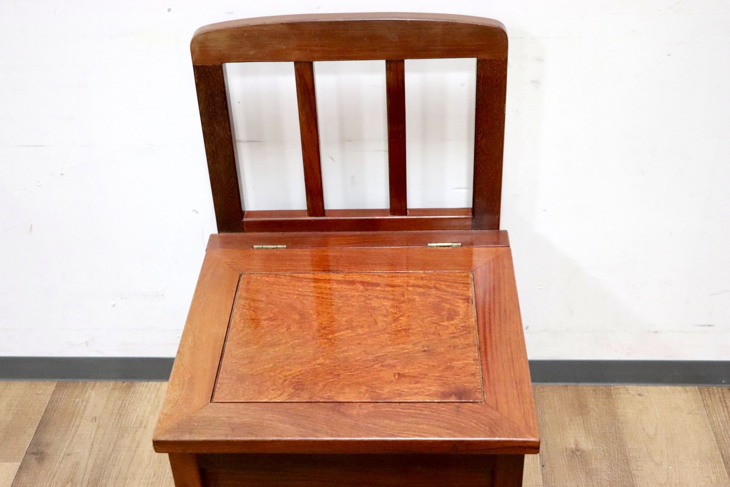 GMHH266B○唐木 花梨 無垢材 ダイニングチェア 囲炉裏チェア 食卓椅子 和家具 収納付き 炉端 和モダン 漆塗り レトロ アンティーク 希少