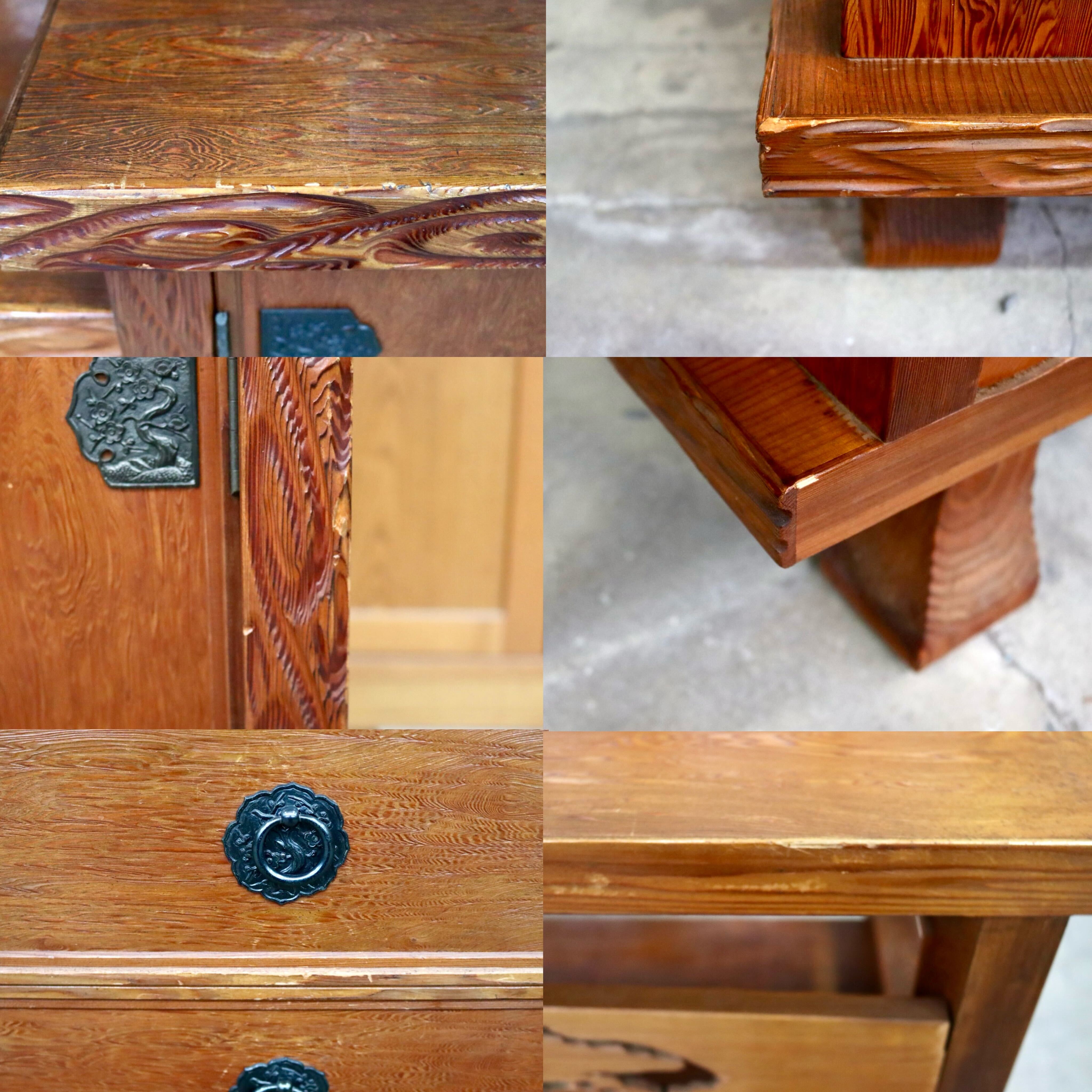 GMIH421○世界遺産屋久杉 茶棚 茶箪笥 飾り棚 サイドボード リビングボード 和室 座敷 古民家 和モダン ヴィンテージ