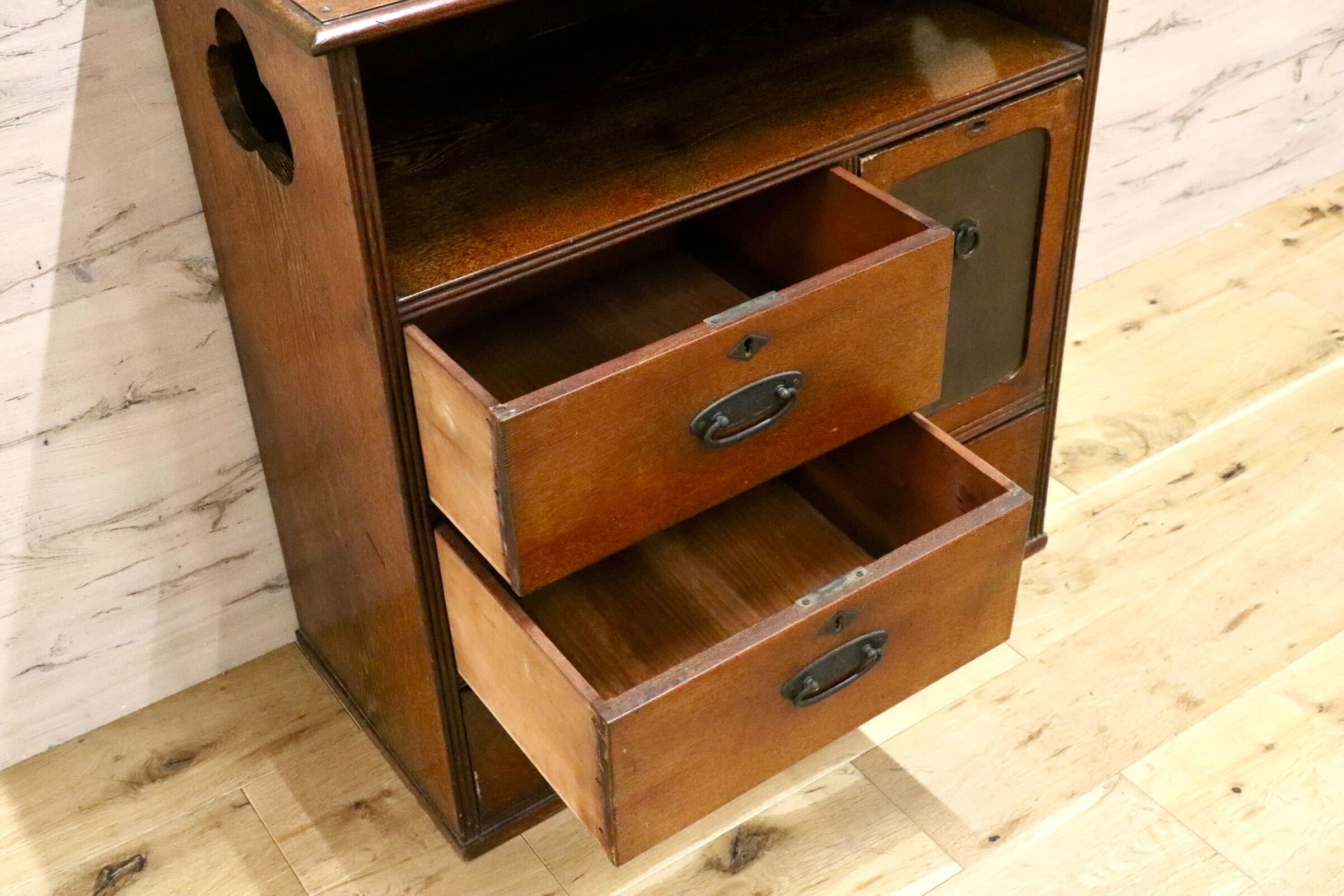 GMJS89○収納家具 飾り棚 花台 電話台 チェスト 引き出し 茶棚 キャビネット 和家具 和モダン レトロ アンティーク 古民家 和室