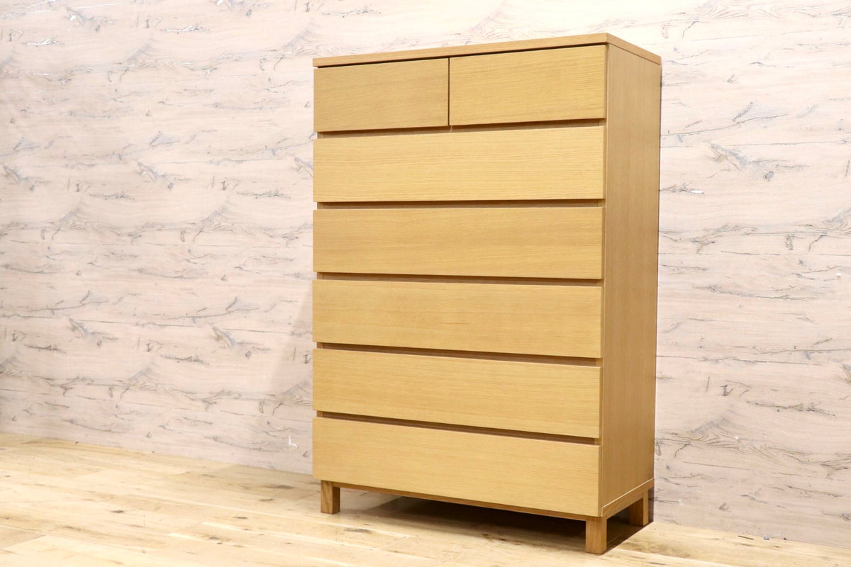 GMJS302D○無印良品 / MUJI オーク材 チェスト 6段ワイド 7杯 幅80cm 天然木 北欧 ナチュラル
