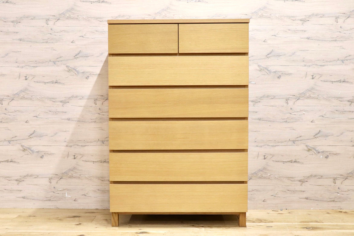 GMJS302D○無印良品 / MUJI オーク材 チェスト 6段ワイド 7杯 幅80cm 天然木 北欧 ナチュラル