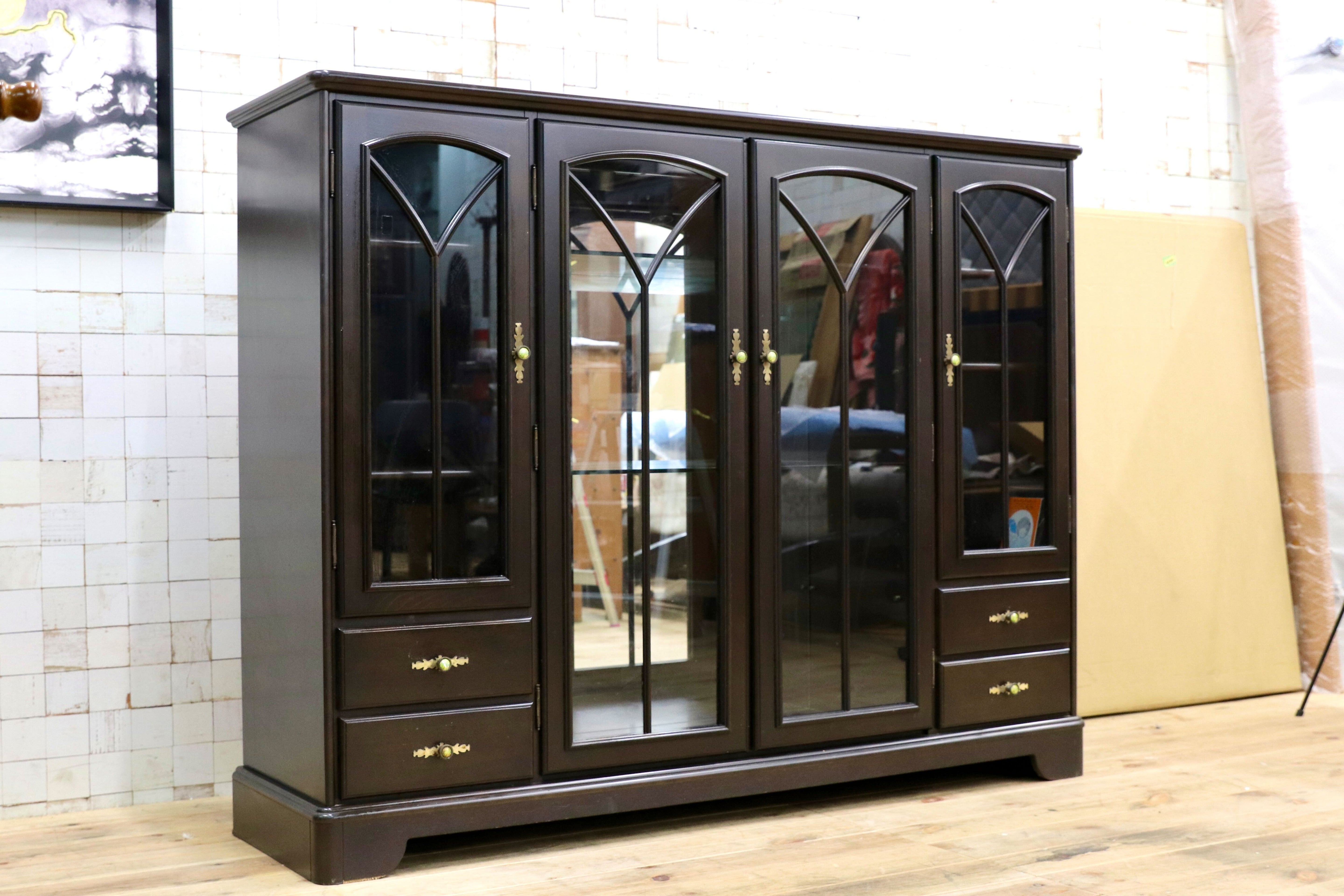 GMIH475○karimoku / カリモク アンティーク サイドボード リビングボード キャビネット キュリオ クラシック ヴィンテージ 飾り棚