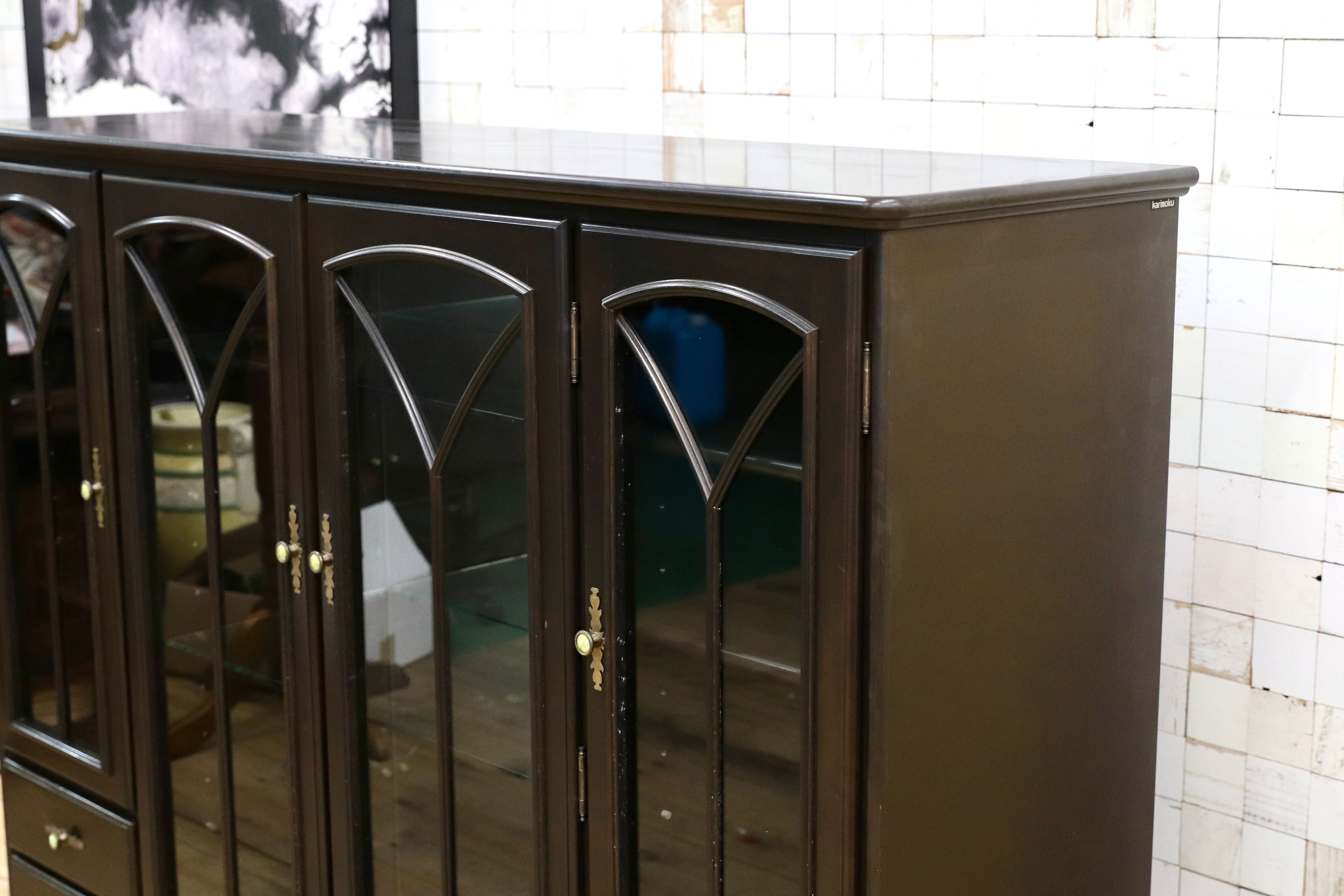 GMIH475○karimoku / カリモク アンティーク サイドボード リビングボード キャビネット キュリオ クラシック ヴィンテージ 飾り棚