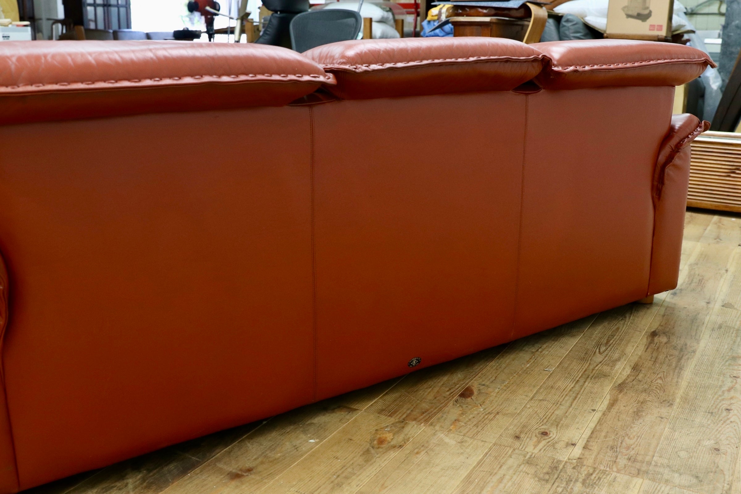GMJN8C○FUJI FURNITURE / 冨士ファニチア 総本革 3人掛けソファ トリプルソファ 国産家具 ヴィンテージ 80年代 稀少