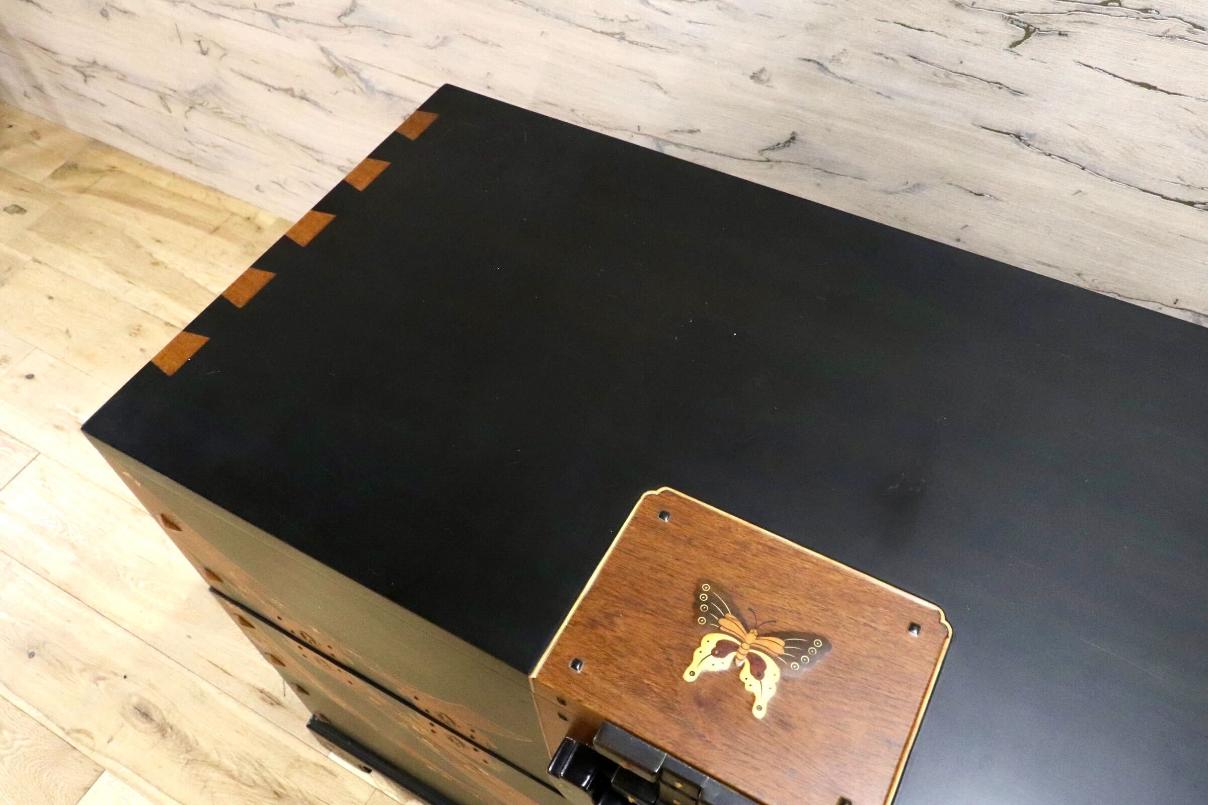GMJS89A○寄木 木象嵌 緻密埋木 唐木家具 チェスト サイドボード 箪笥 和家具 座敷 和室 花梨 黒檀 紫檀 花梨 整理箪笥 アンティーク