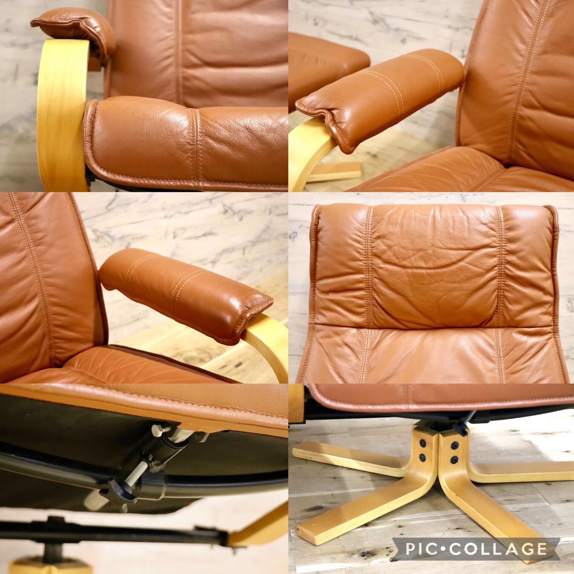 GMFK371A○KEBE / ケベ FranceBed フランスベッド パーソナルチェア リクライニングチェア オットマン付 本革 北欧 デンマーク製
