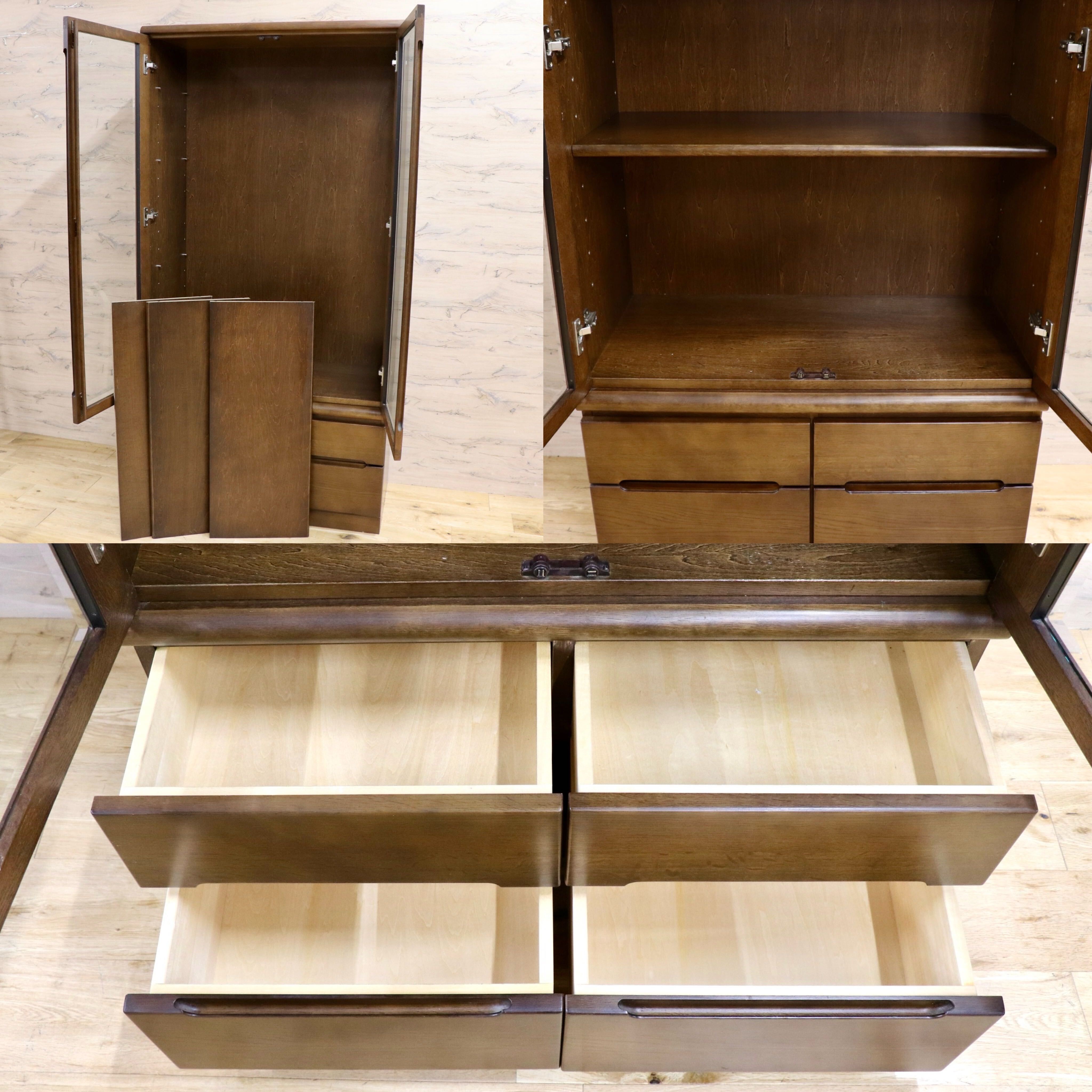 GMJK128○karimoku / カリモク 本棚 書棚 飾り棚 ブックシェルフ キャビネット 収納棚 ガラス扉 木製家具 国産家具