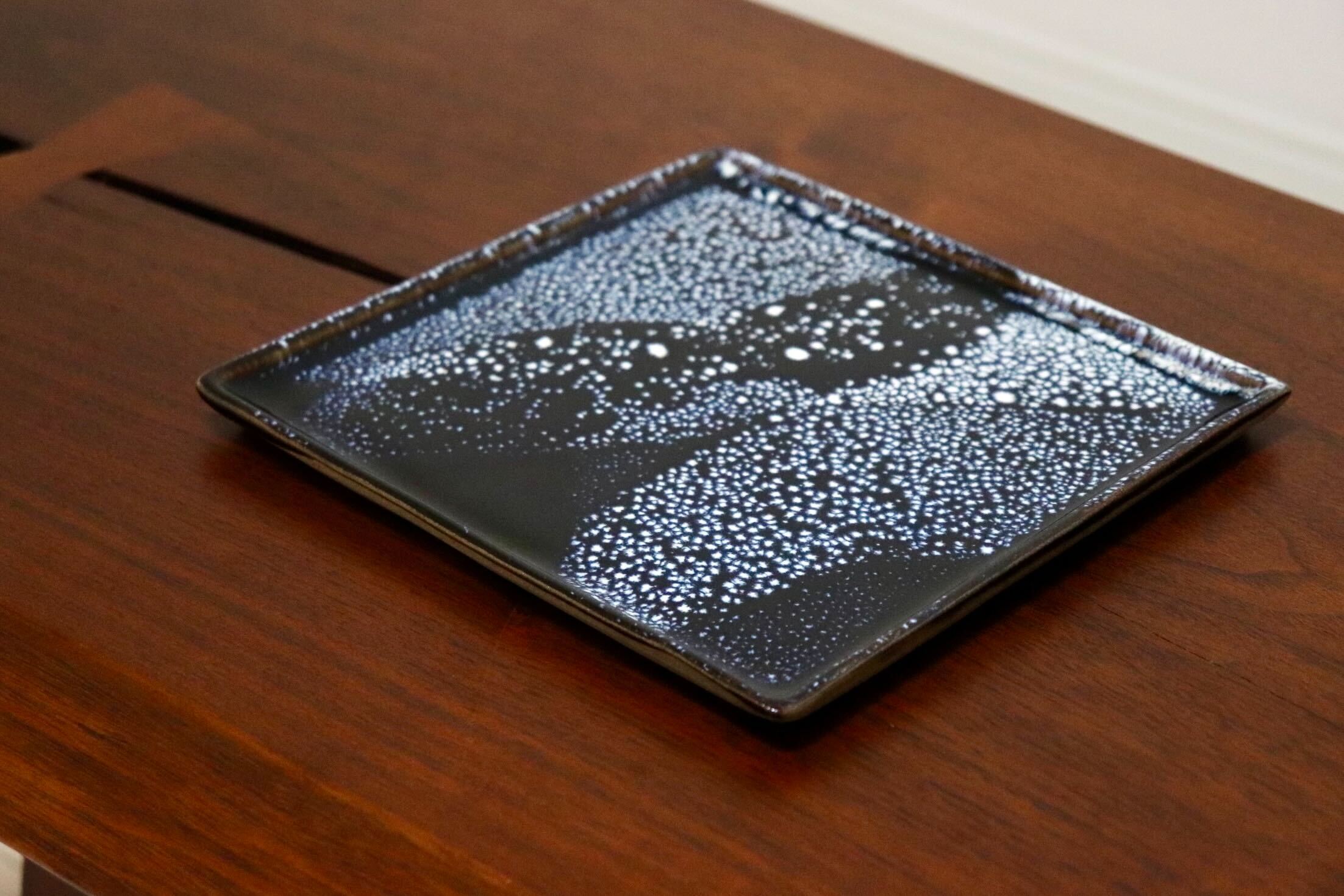 GMIO334A○陶勝窯 丹波焼 銀河四角皿 市野勝 市野勝磯 陶器 工芸品 丹波篠山 未使用