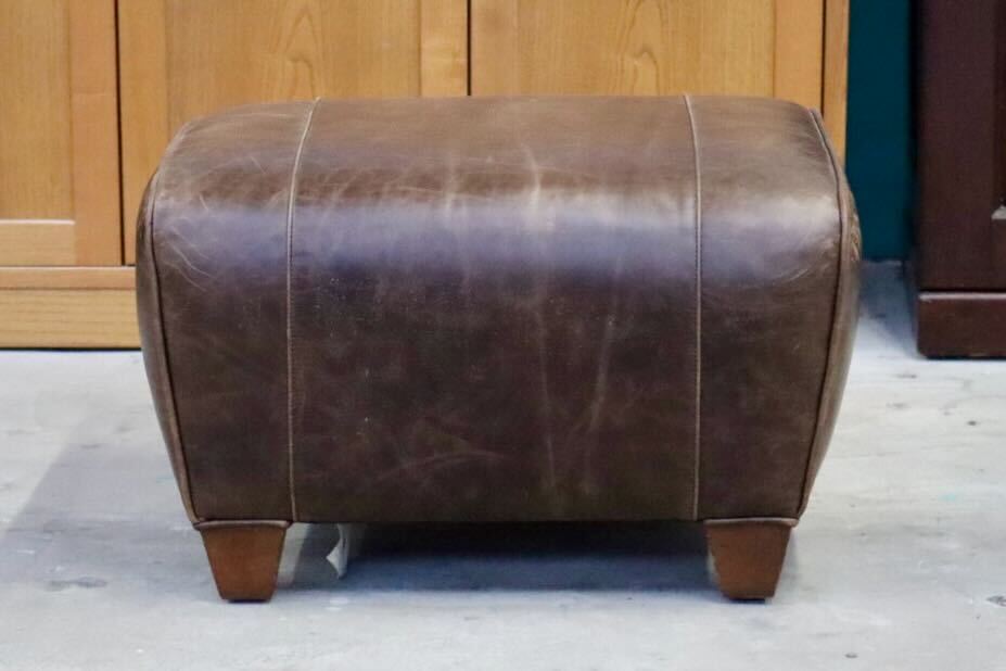 GMIK558C○Pottery Barn / ポッタリーバーン マンハッタンレザー オットマン スツール 本革 アメリカ ヴィンテージ