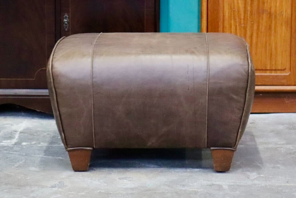 GMIK558D○Pottery Barn / ポッタリーバーン マンハッタンレザー オットマン スツール 本革 アメリカ ヴィンテージ