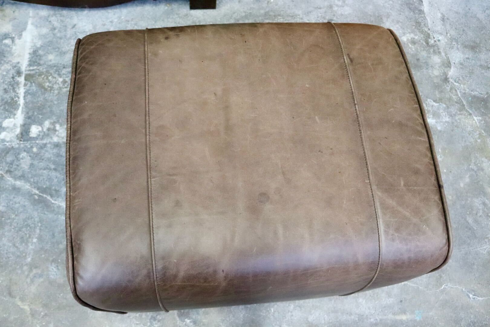 GMIK558D○Pottery Barn / ポッタリーバーン マンハッタンレザー オットマン スツール 本革 アメリカ ヴィンテージ