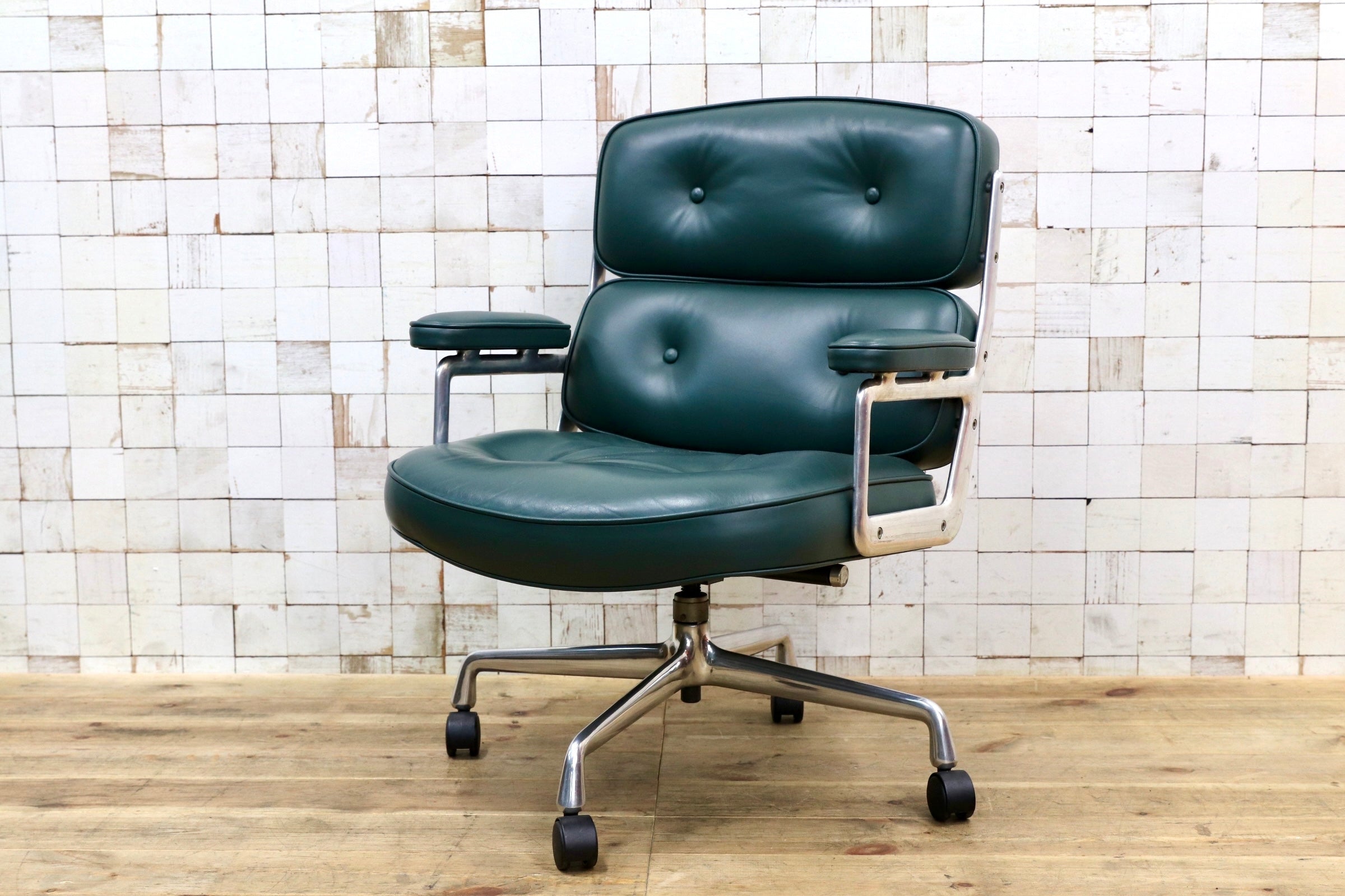 GMJO87B○Herman Miller / ハーマンミラー イームズ エグゼクティブチェア タイムライフチェア 本革 グリーン チャールズ＆レイ 定価約95万