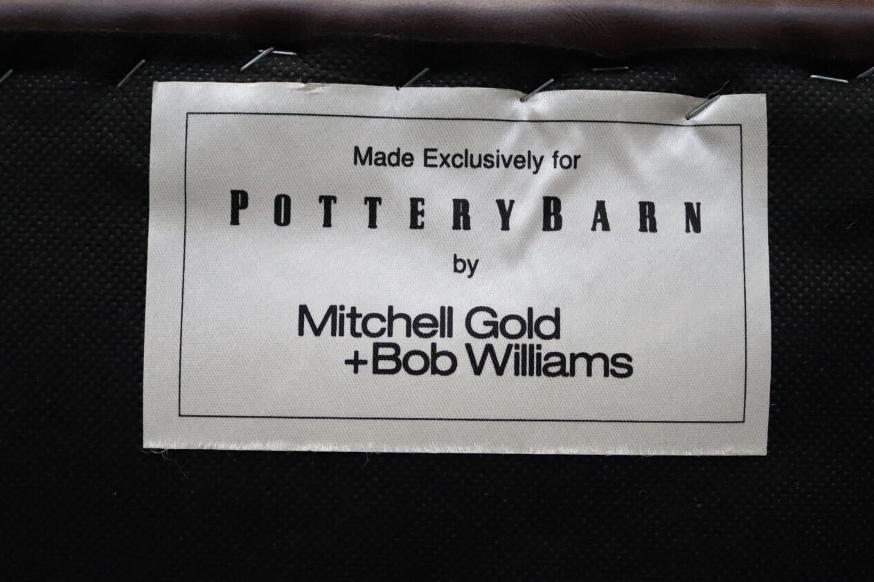 GMIK558D○Pottery Barn / ポッタリーバーン マンハッタンレザー オットマン スツール 本革 アメリカ ヴィンテージ