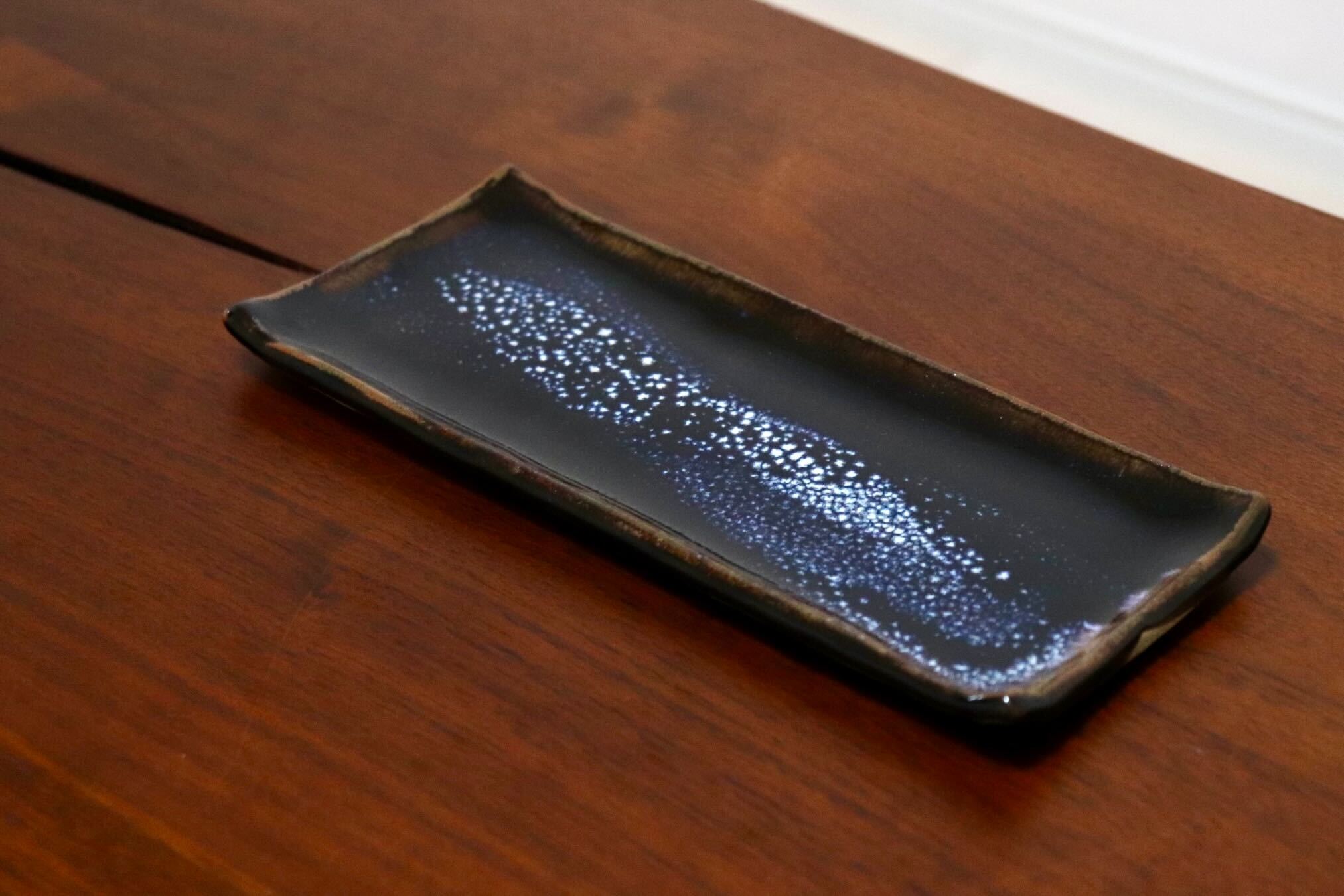 GMIO335A○陶勝窯 丹波焼 銀河長方皿 市野勝 市野勝磯 陶器 工芸品 丹波篠山 未使用