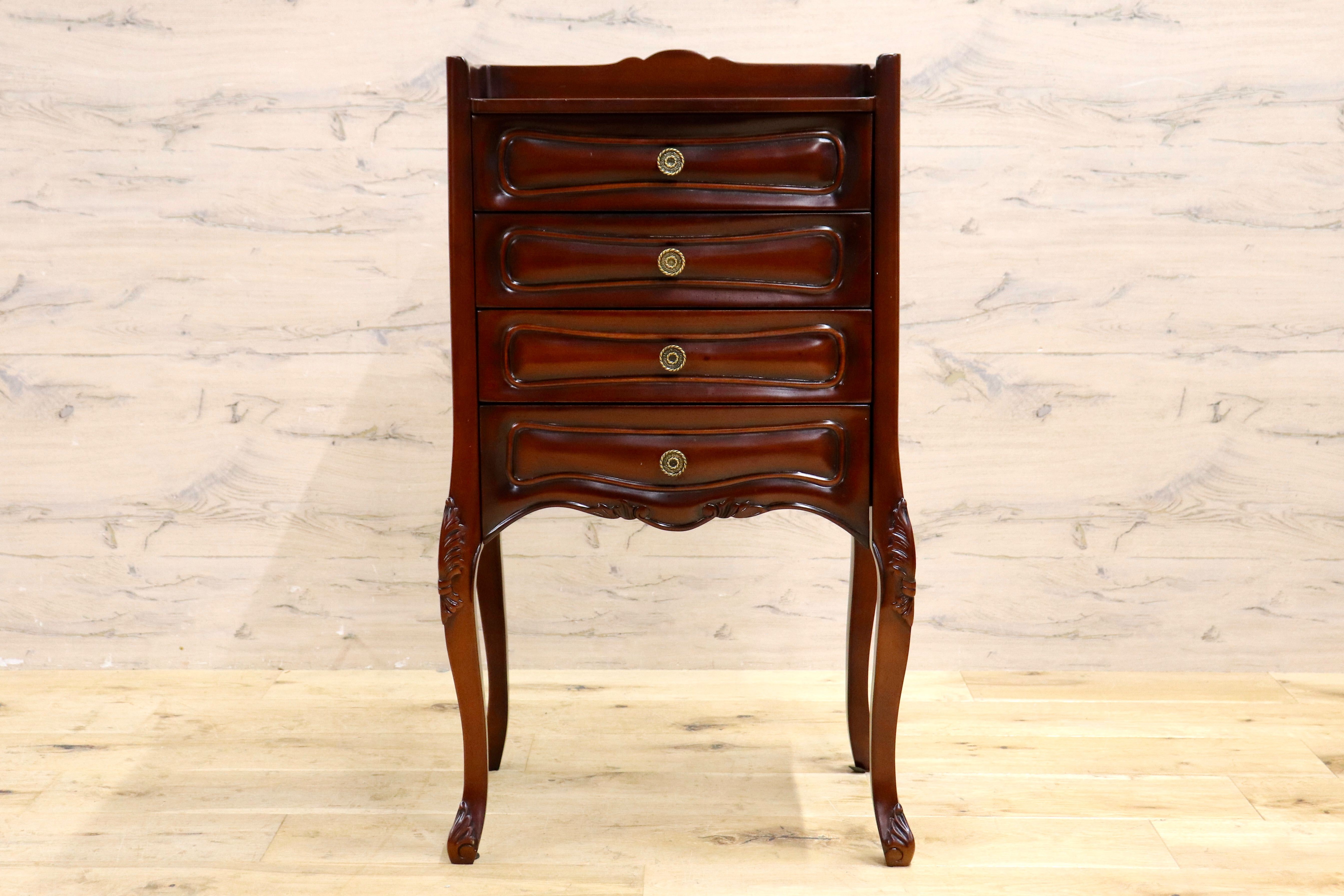 GMIK753C○クラシック サイドチェスト ルイ 4段チェスト チェスト 引き出し収納 小物入れ マホガニー ヨーロピアン アンティーク調