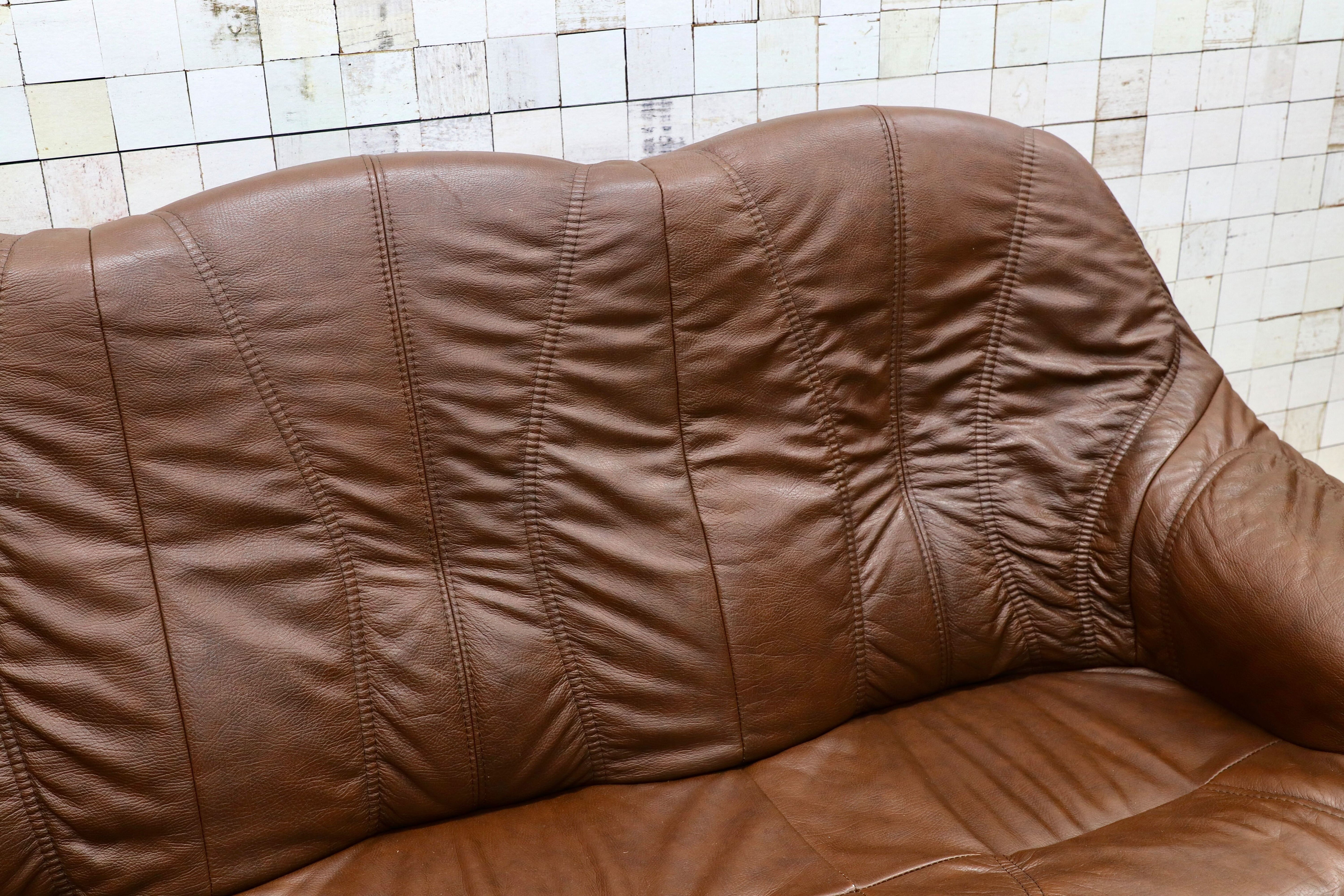 GMGT226○オランダ製 ダッチカントリー 3人掛けソファ トリプルソファ オーク材 本革 応接 リビング チェア 椅子 約70万 ヴィンテージ