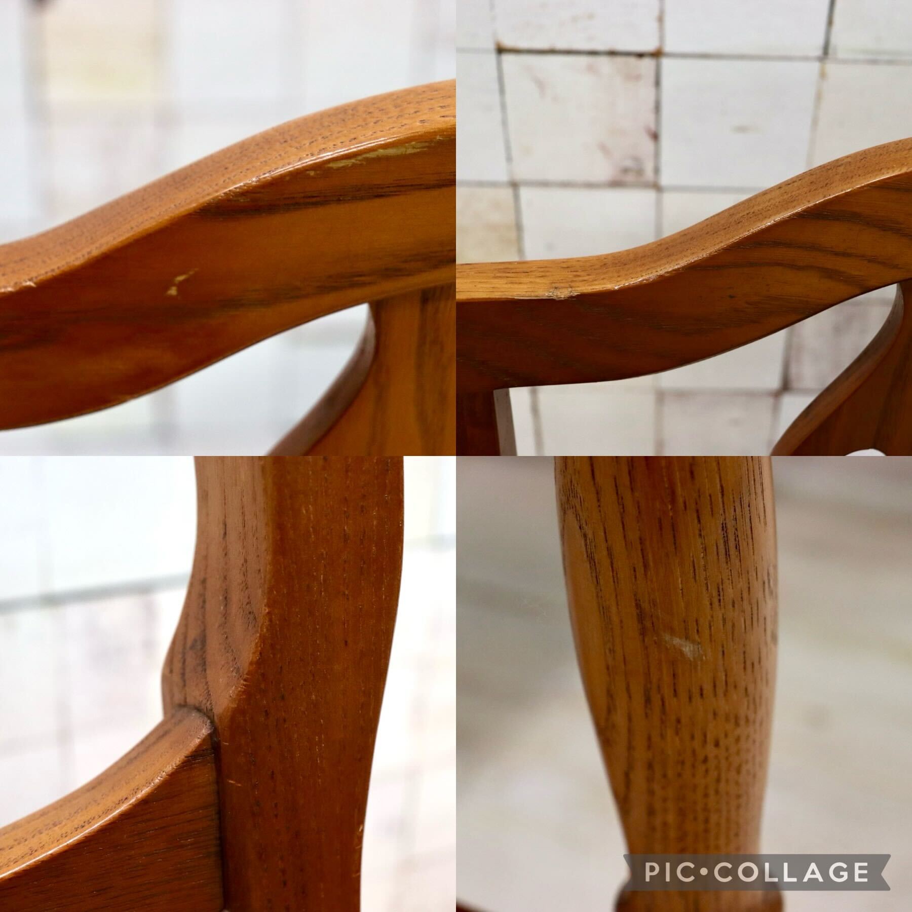 GMGT117D○英国アンティーク ダイニングチェア 食卓椅子 ファブリック グレー オーク 座面張替済 2脚セット クラシック 検)三越ブルージュ