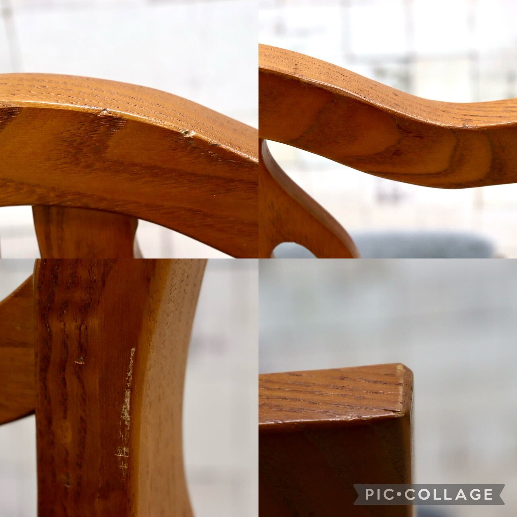 GMGT117D○英国アンティーク ダイニングチェア 食卓椅子 ファブリック グレー オーク 座面張替済 2脚セット クラシック 検)三越ブルージュ