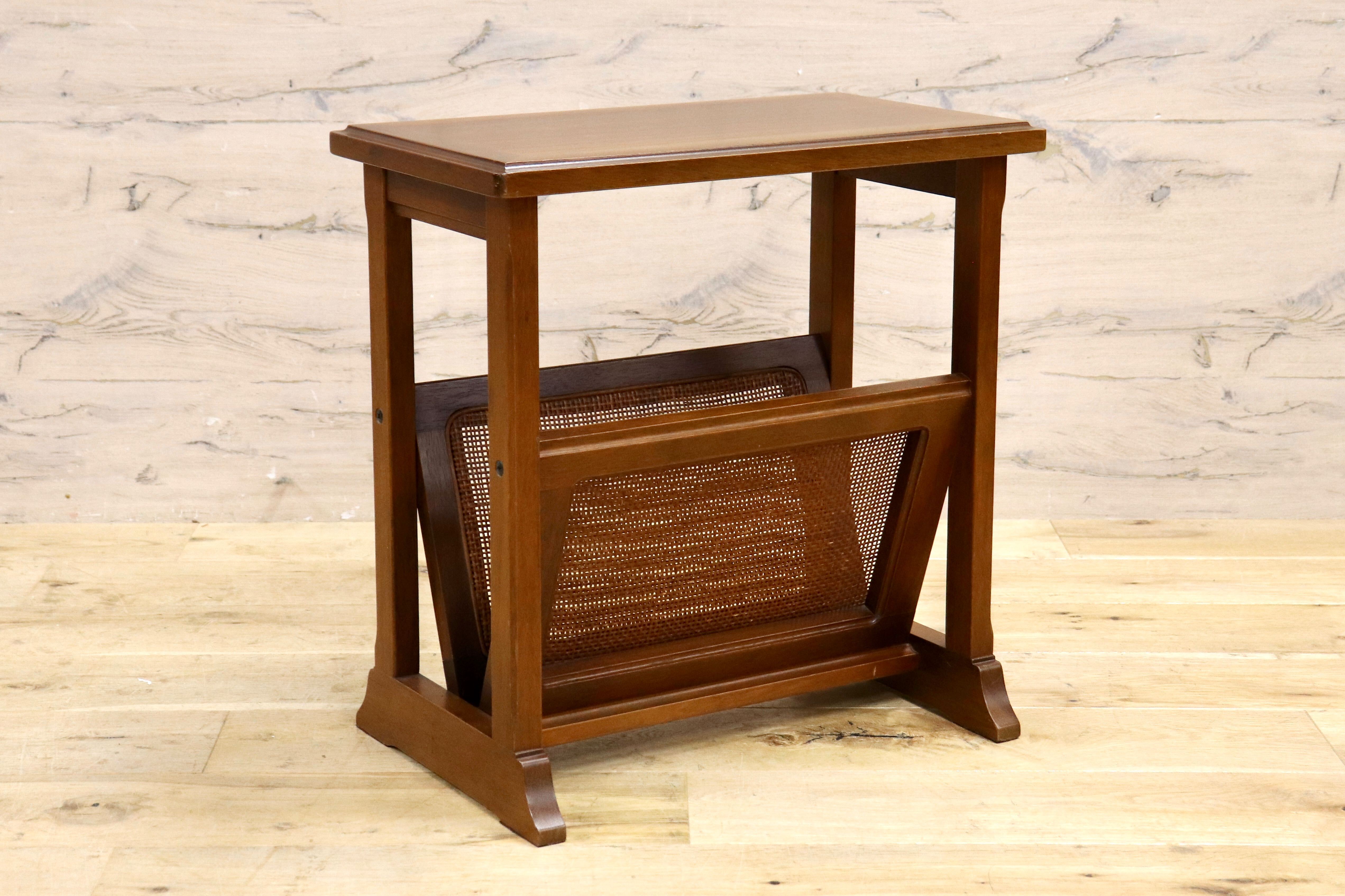 GMIK768○maruni / オールドマルニ 地中海 クラシック マガジンラック サイドテーブル コーヒーテーブル ラタン ヴィンテージ 木製家具