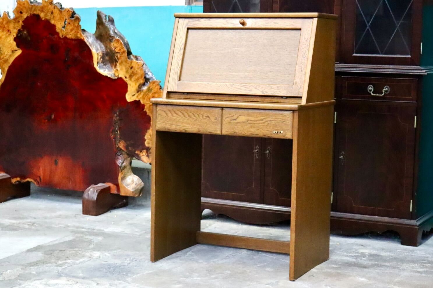 GMIS319○浜本工芸 / HAMAMOTO ライティングビューロー デスク 学習机 書斎机 引き出し レトロ 国産家具