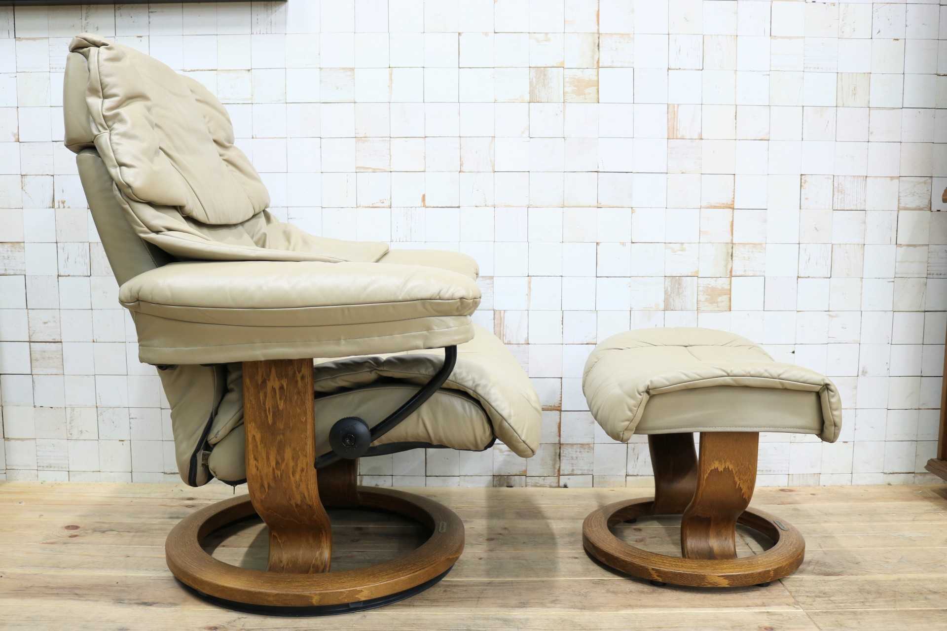 GMIK796○EKORNES / エコーネス ストレスレス レノ Reno リクライニングチェア シングルソファ オットマン 本革 北欧 ノルウェー