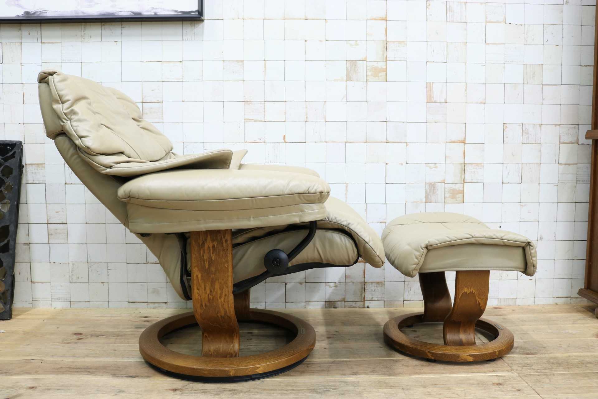 GMIK796○EKORNES / エコーネス ストレスレス レノ Reno リクライニングチェア シングルソファ オットマン 本革 北欧 ノルウェー